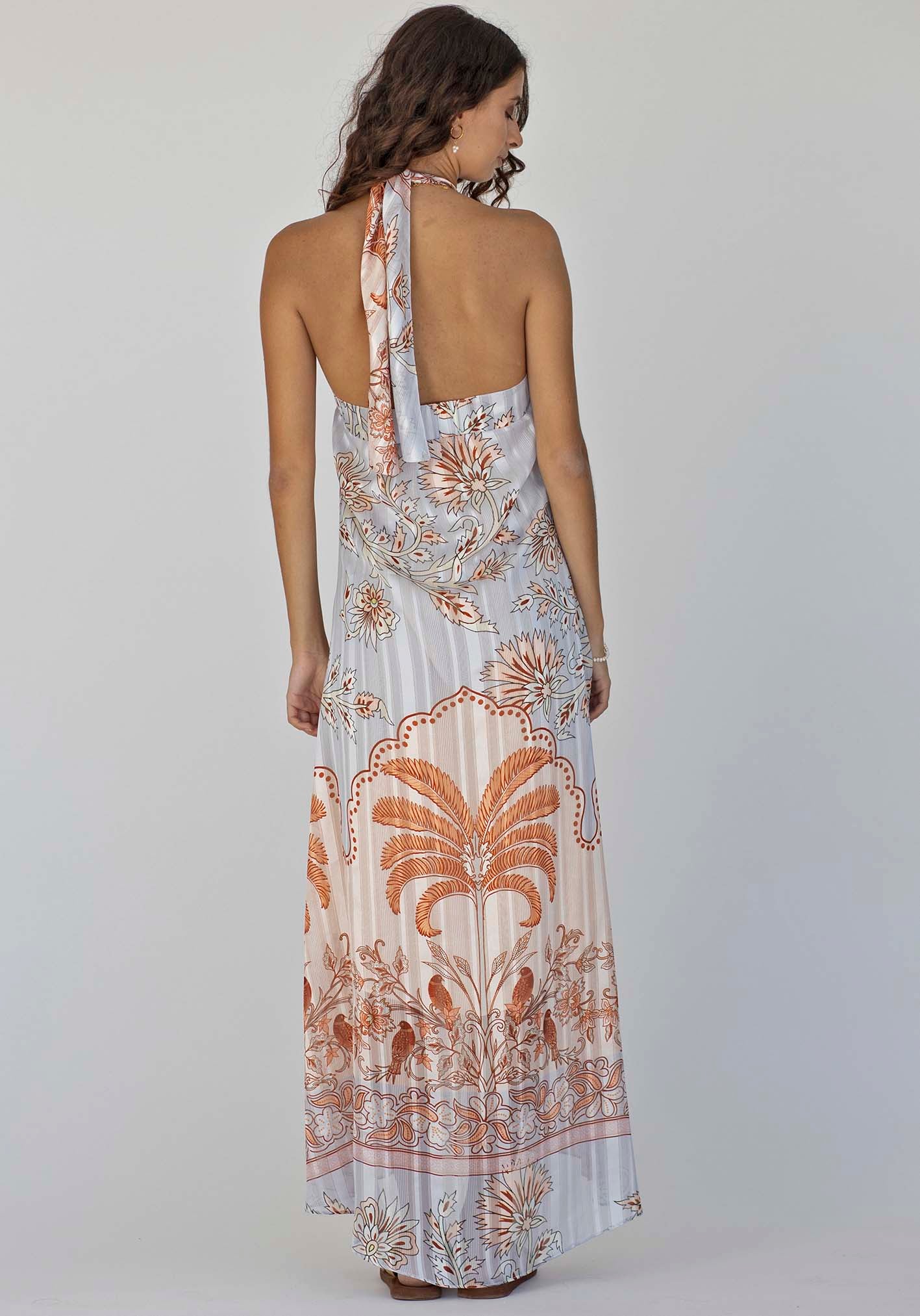 Tropical halter maxi on sale dress