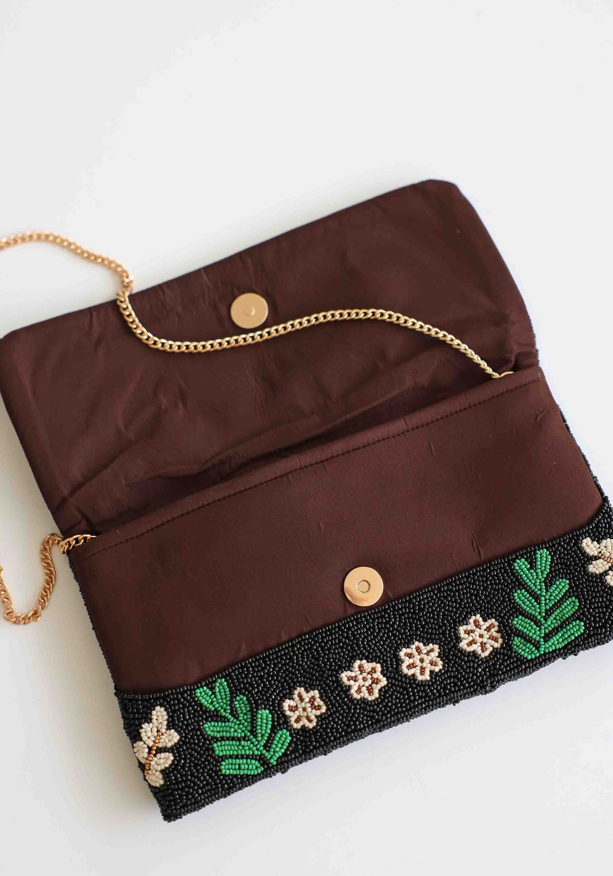 Isla Palm Hand Beaded Clutch Bag