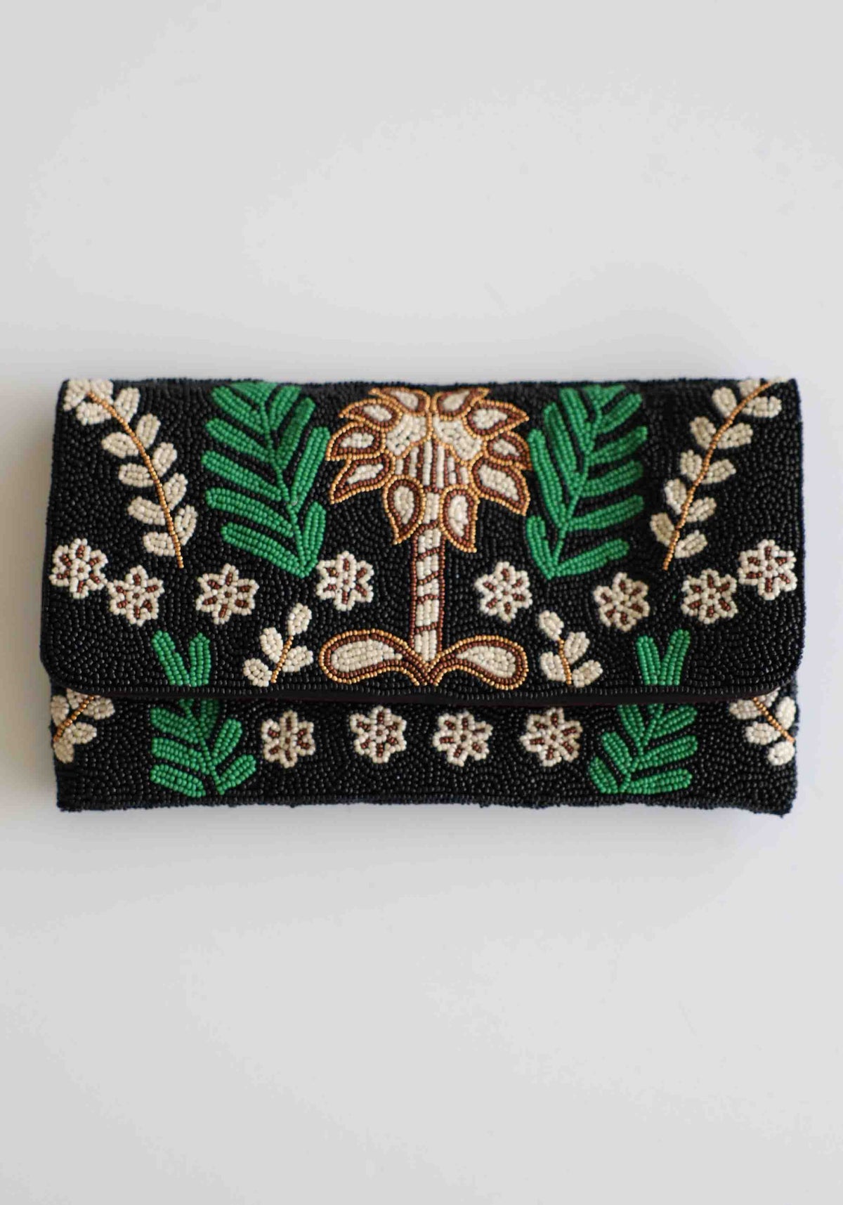 Isla Palm Hand Beaded Clutch Bag