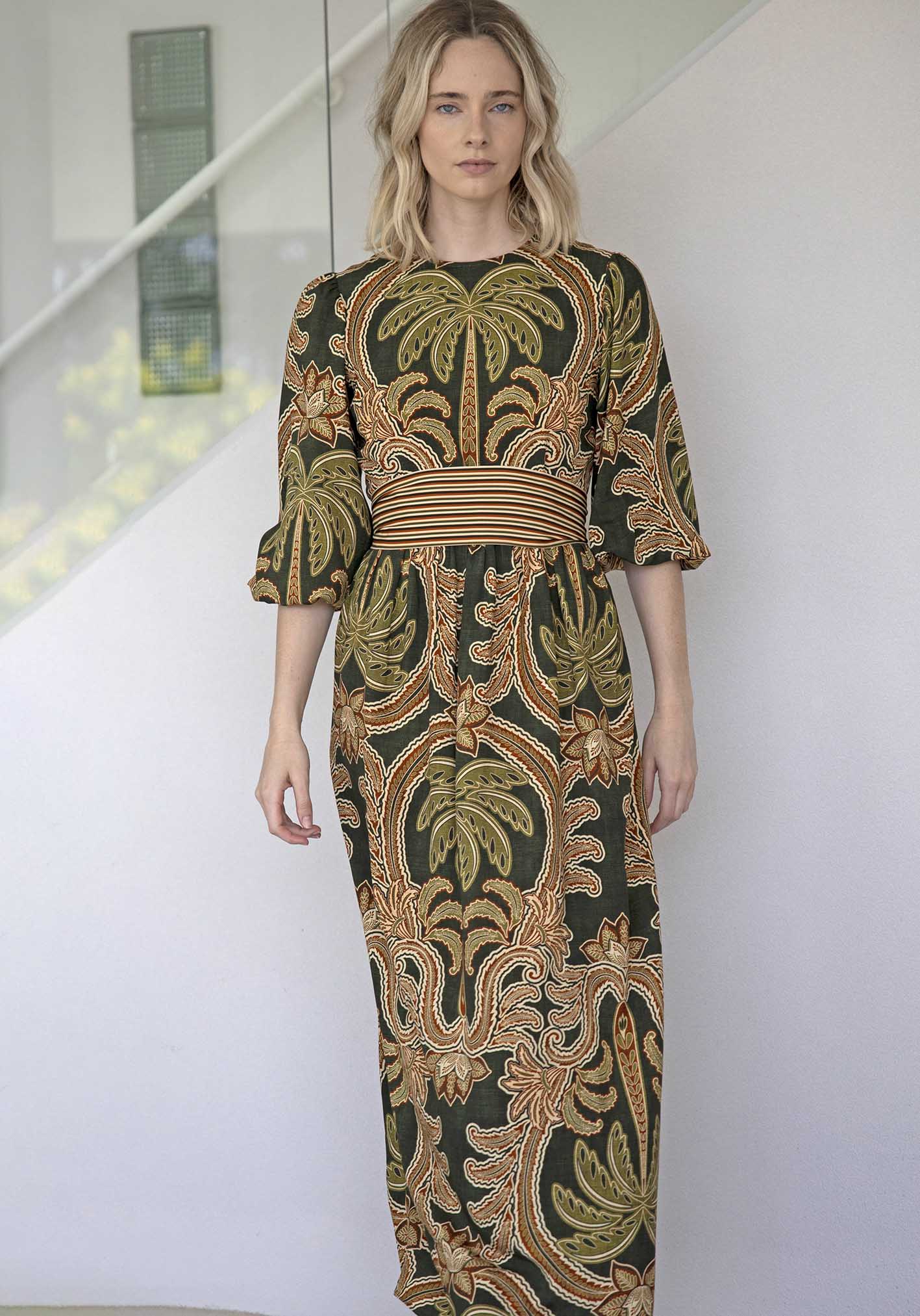 Isla Palm Sleeve Maxi Dress
