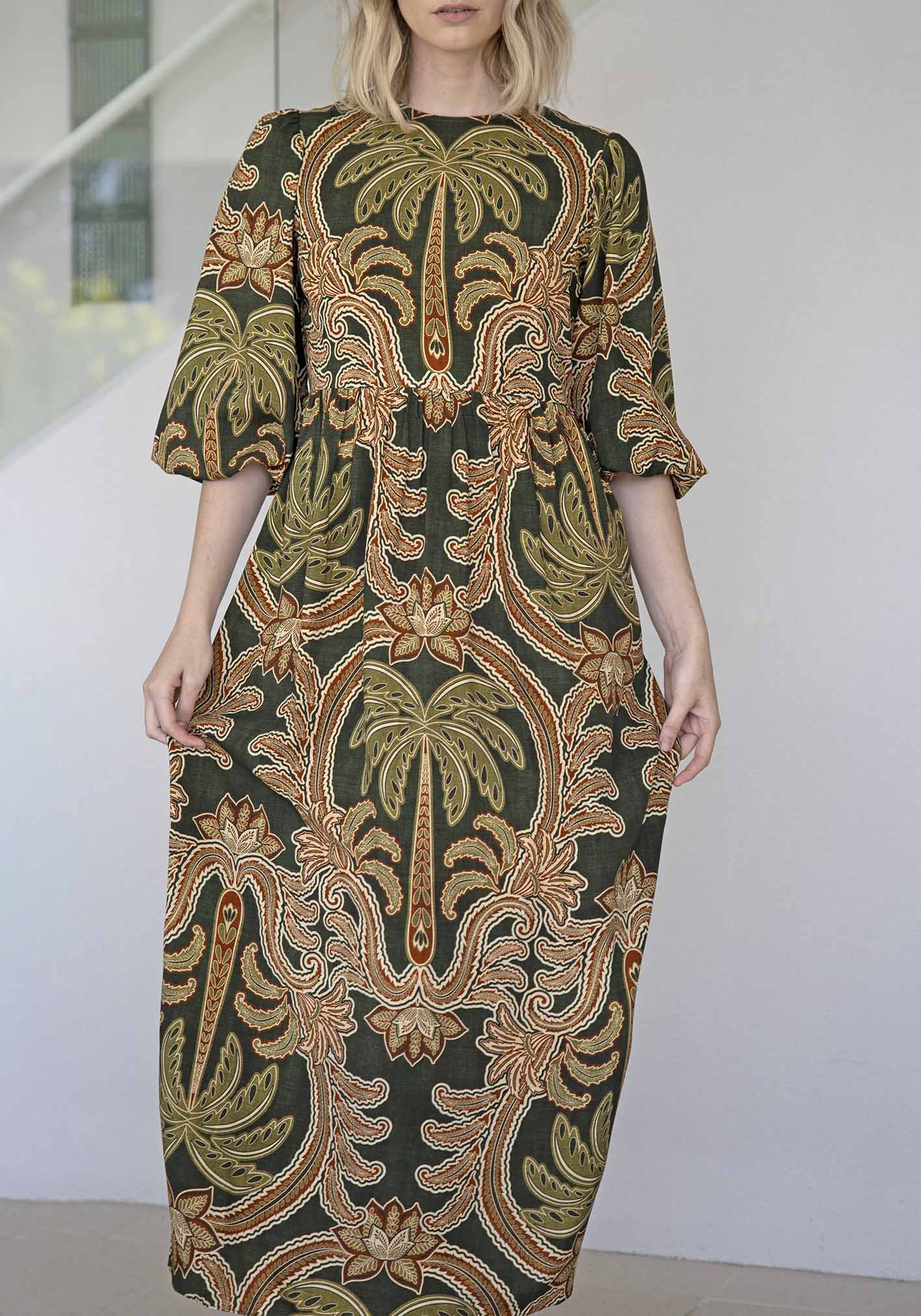 Isla Palm Sleeve Maxi Dress