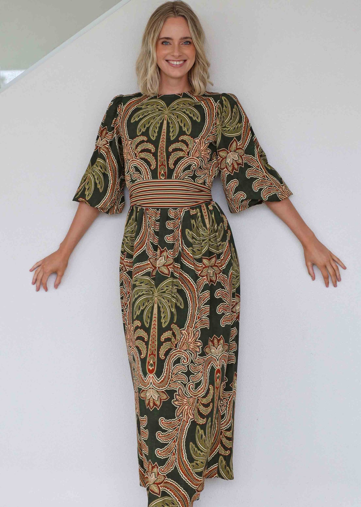 Isla Palm Sleeve Maxi Dress