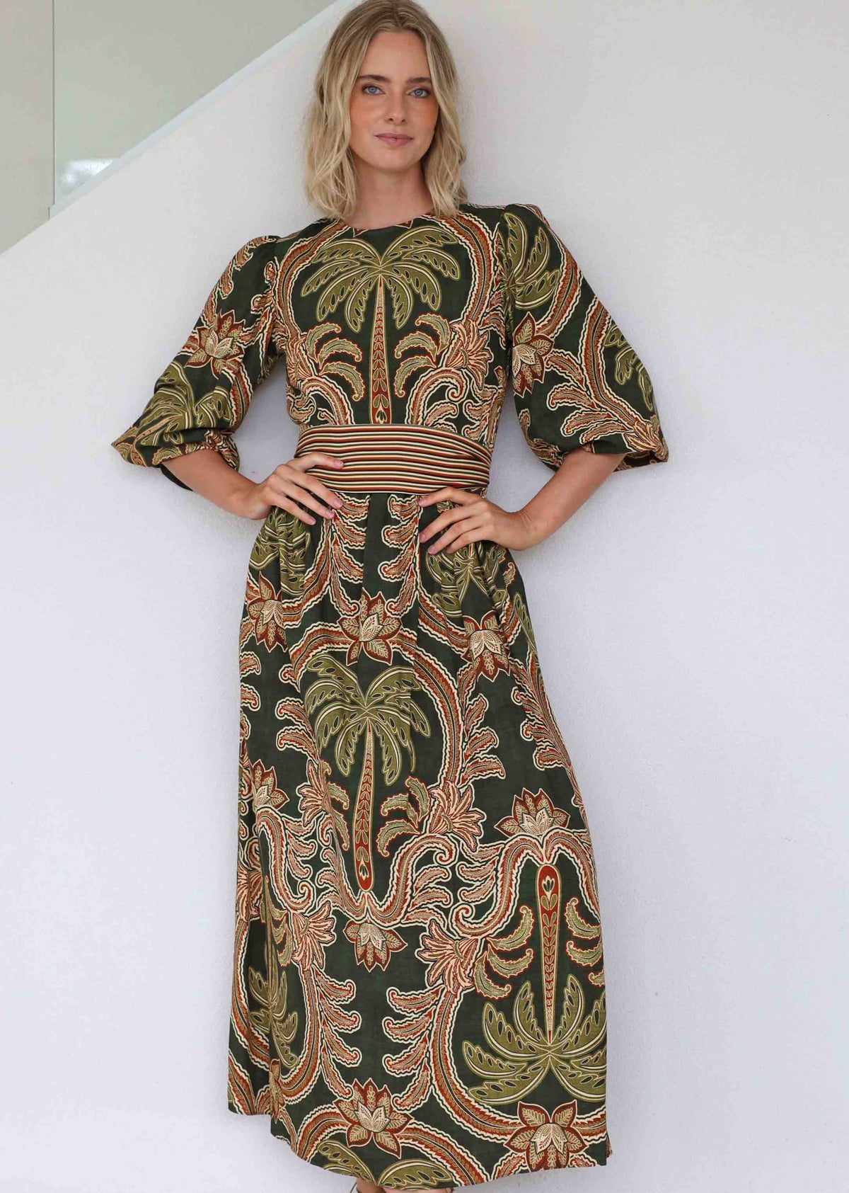 Isla Palm Sleeve Maxi Dress