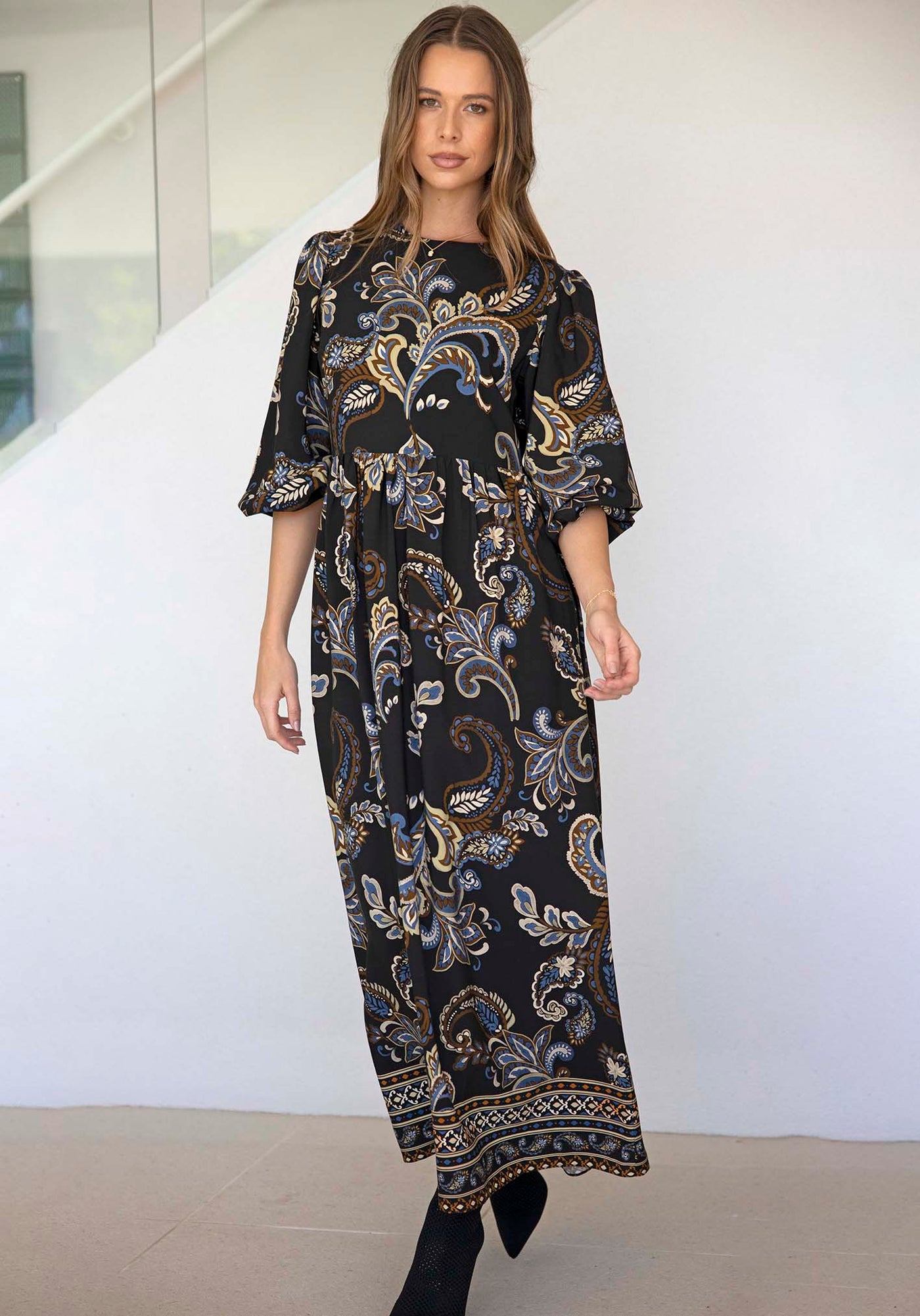 La Bella Paisley Balloon Sleeve Maxi Dress | Special Occasion Dresses ...