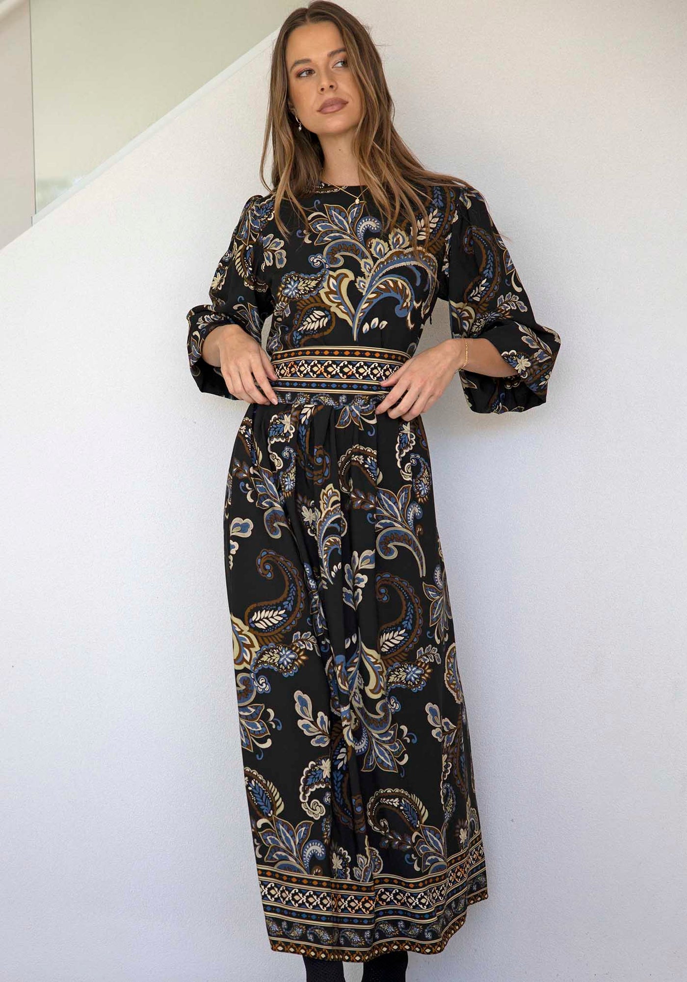 La Bella Paisley Balloon Sleeve Maxi Dress | Special Occasion Dresses ...