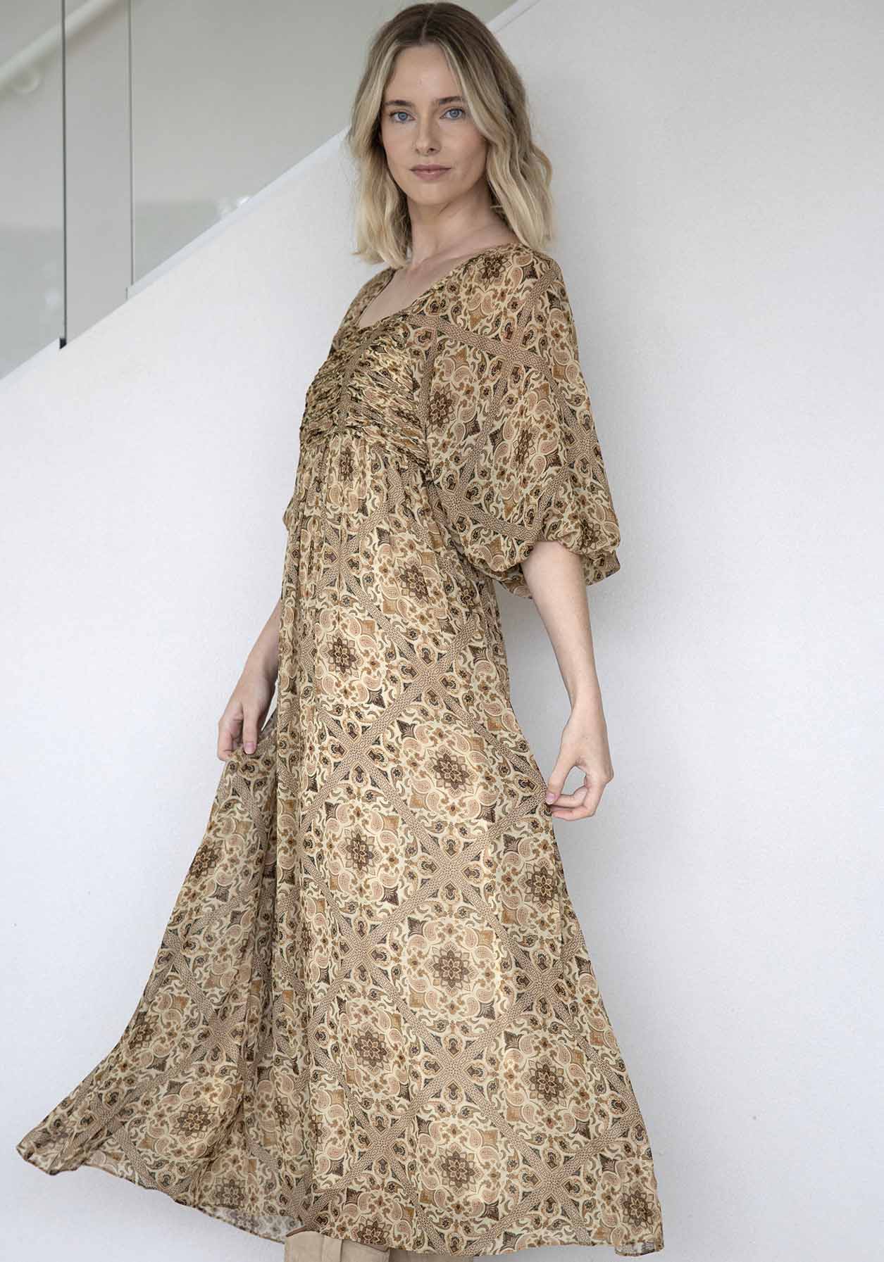 Liberte Paisley Sleeve Maxi Dress