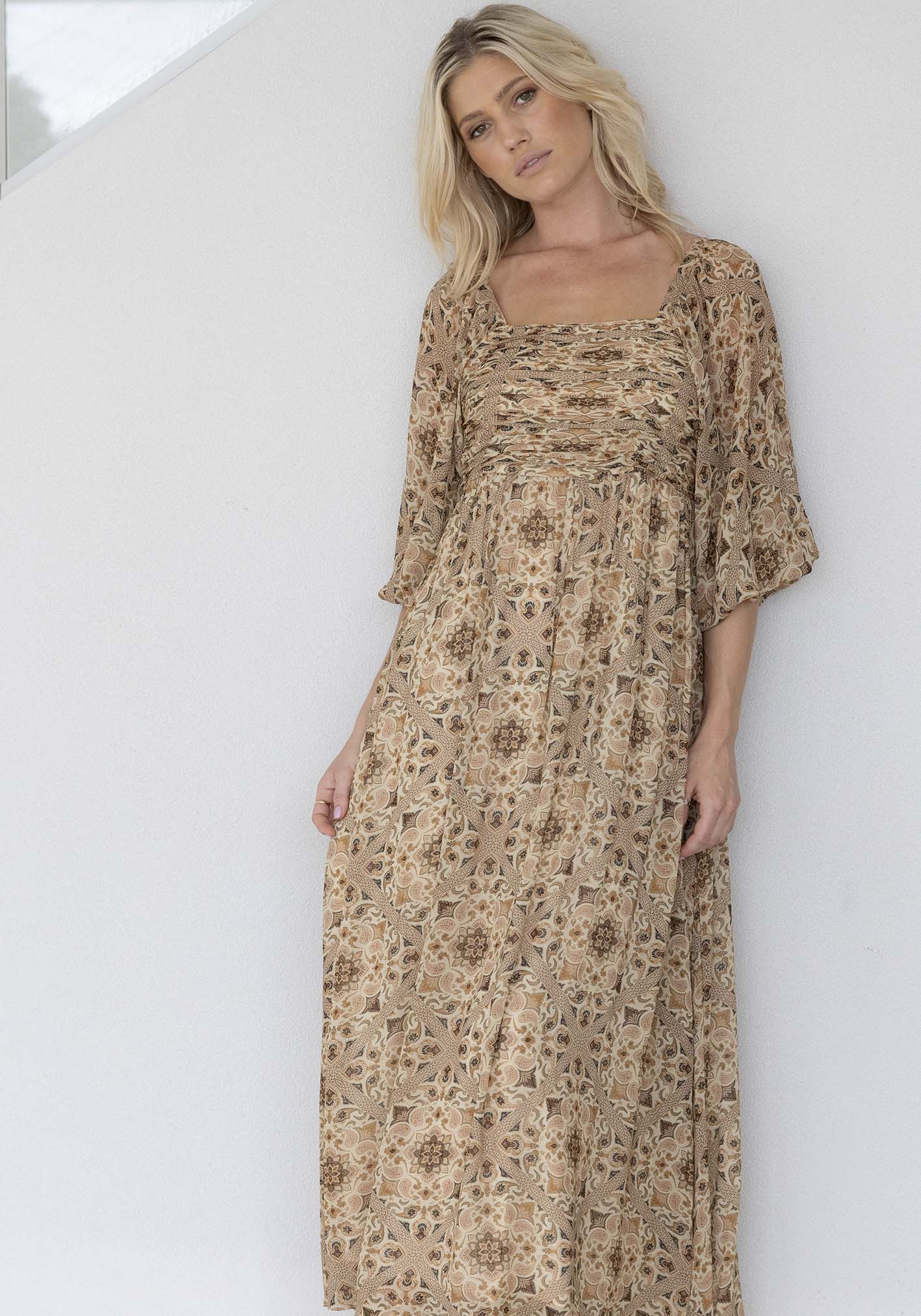 Liberte Paisley Sleeve Maxi Dress