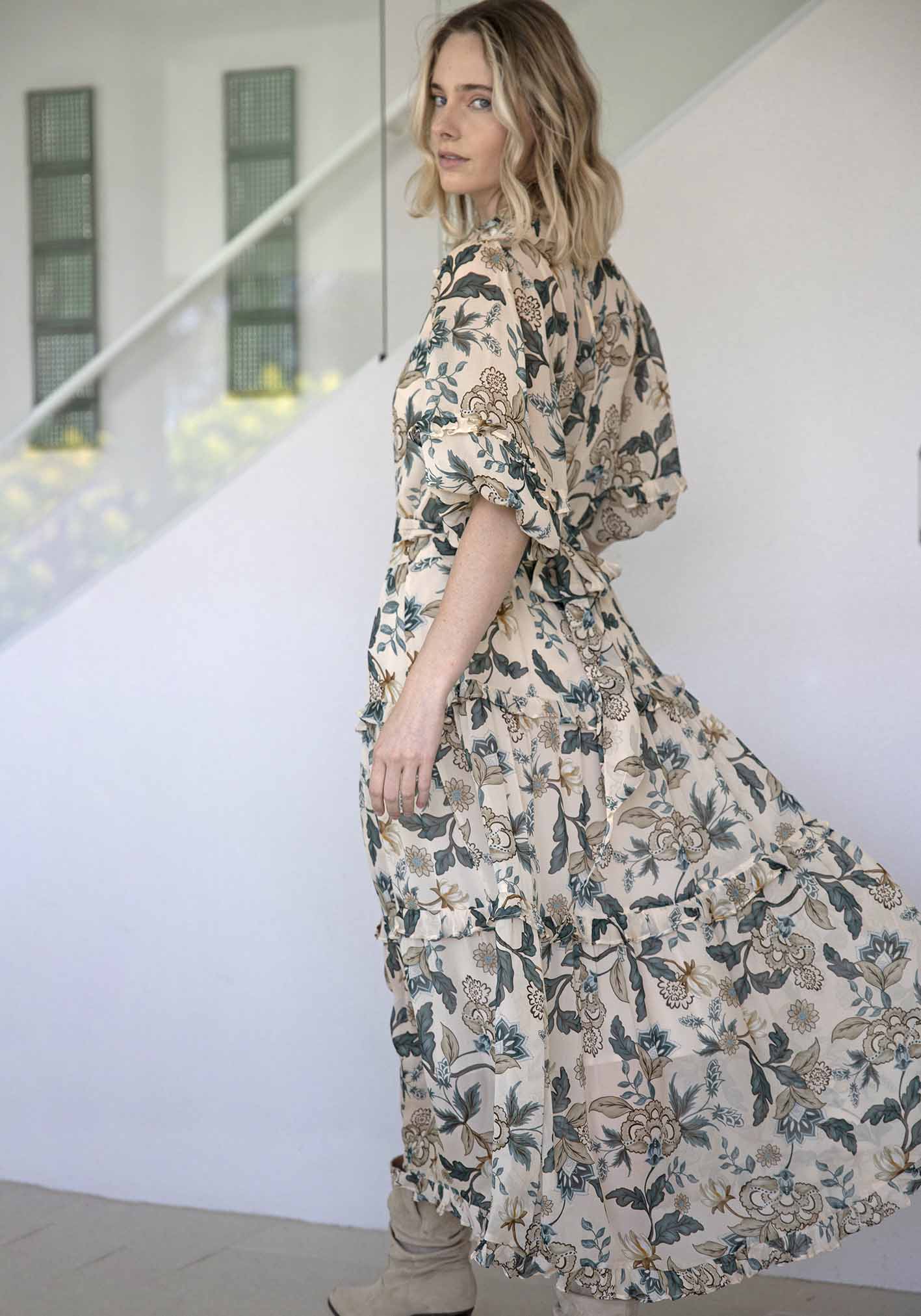 Love Story Cream Floral Maxi Dress