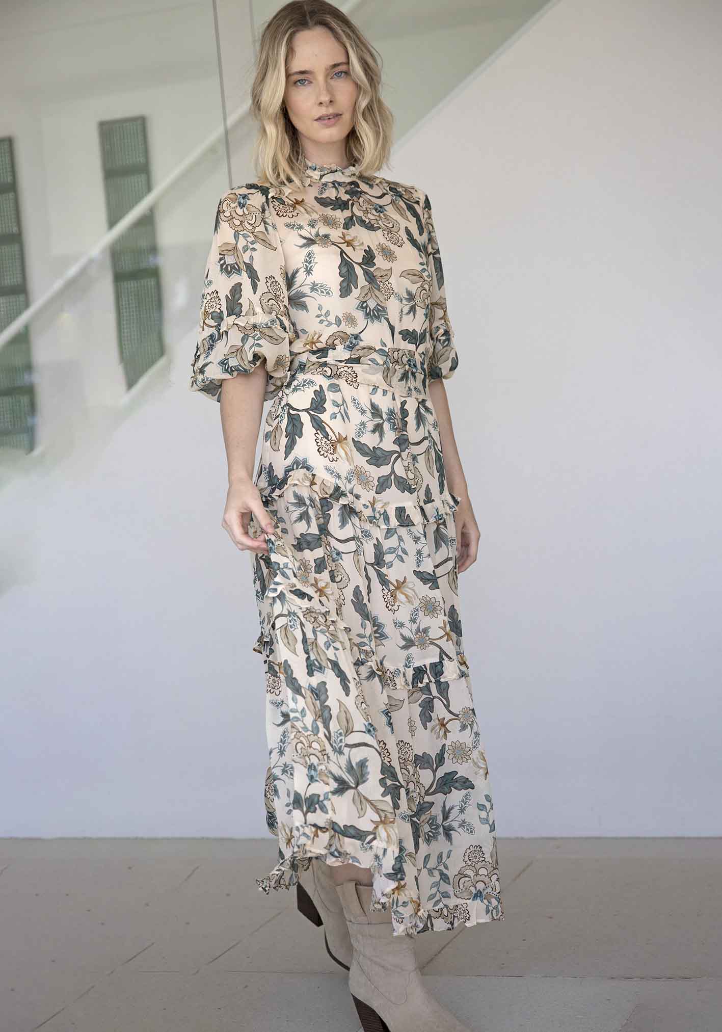 Love Story Cream Floral Maxi Dress