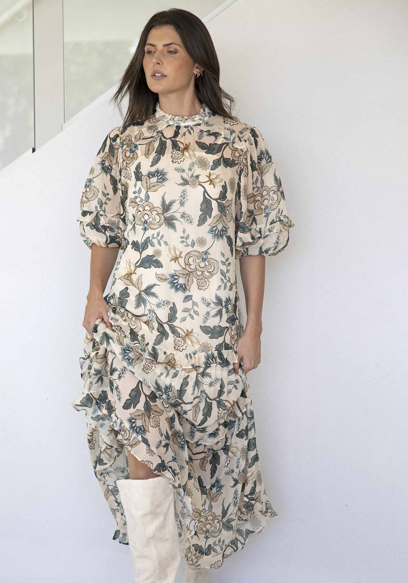 Love Story Cream Floral Maxi Dress