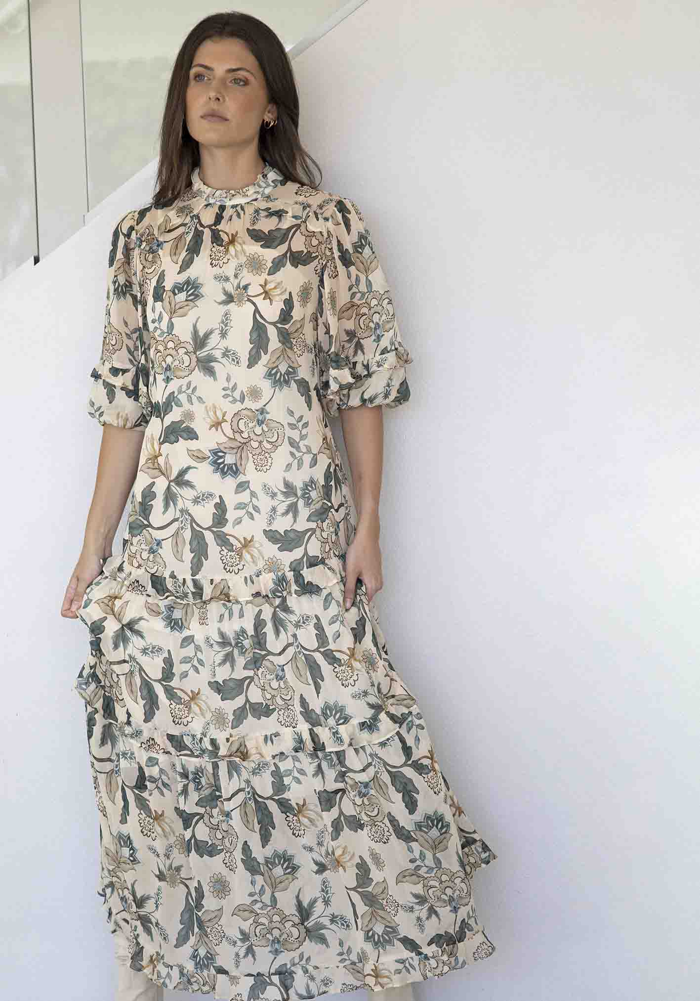 Love Story Cream Floral Maxi Dress