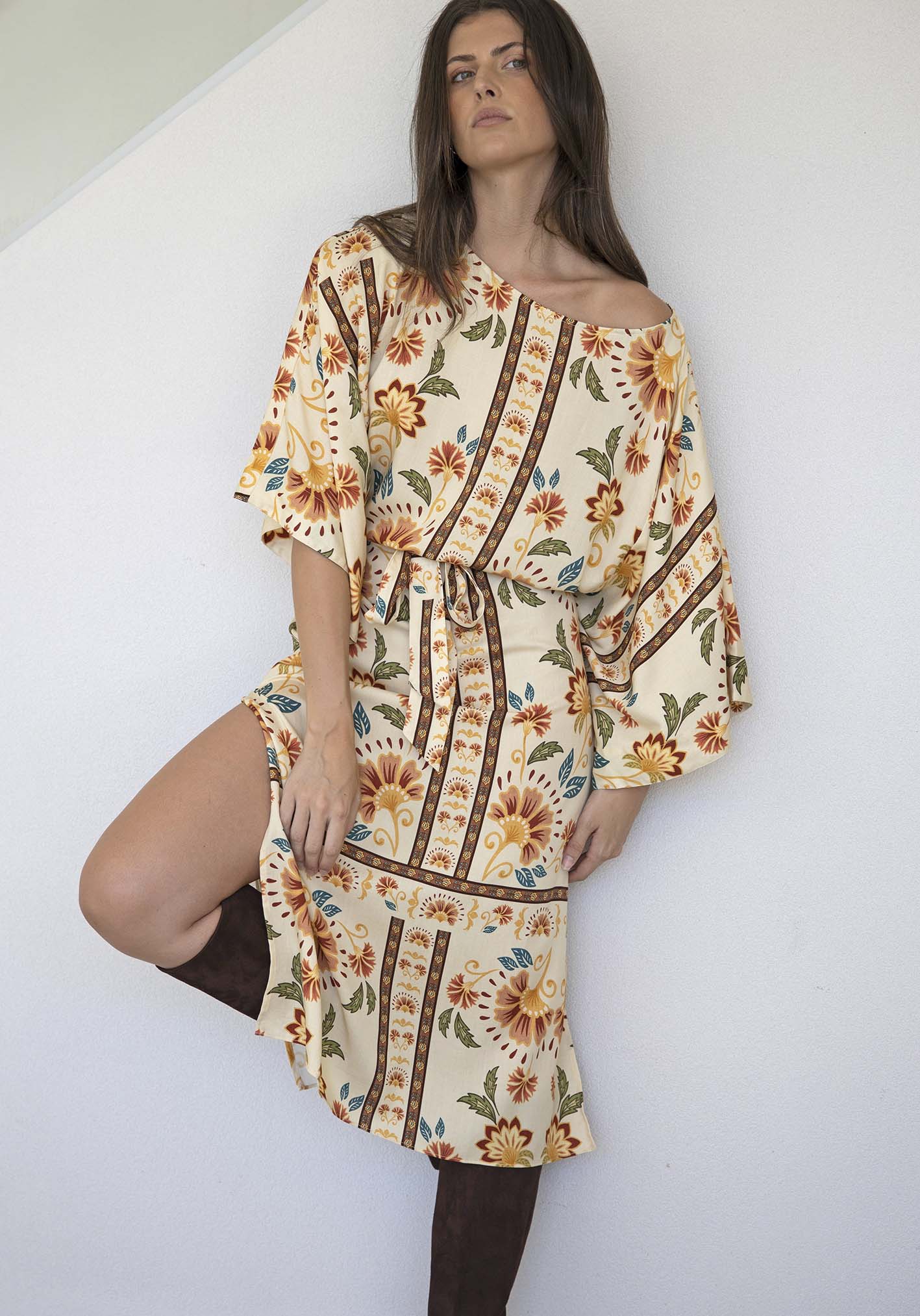 Luminosity Cream Floral Tie Dress