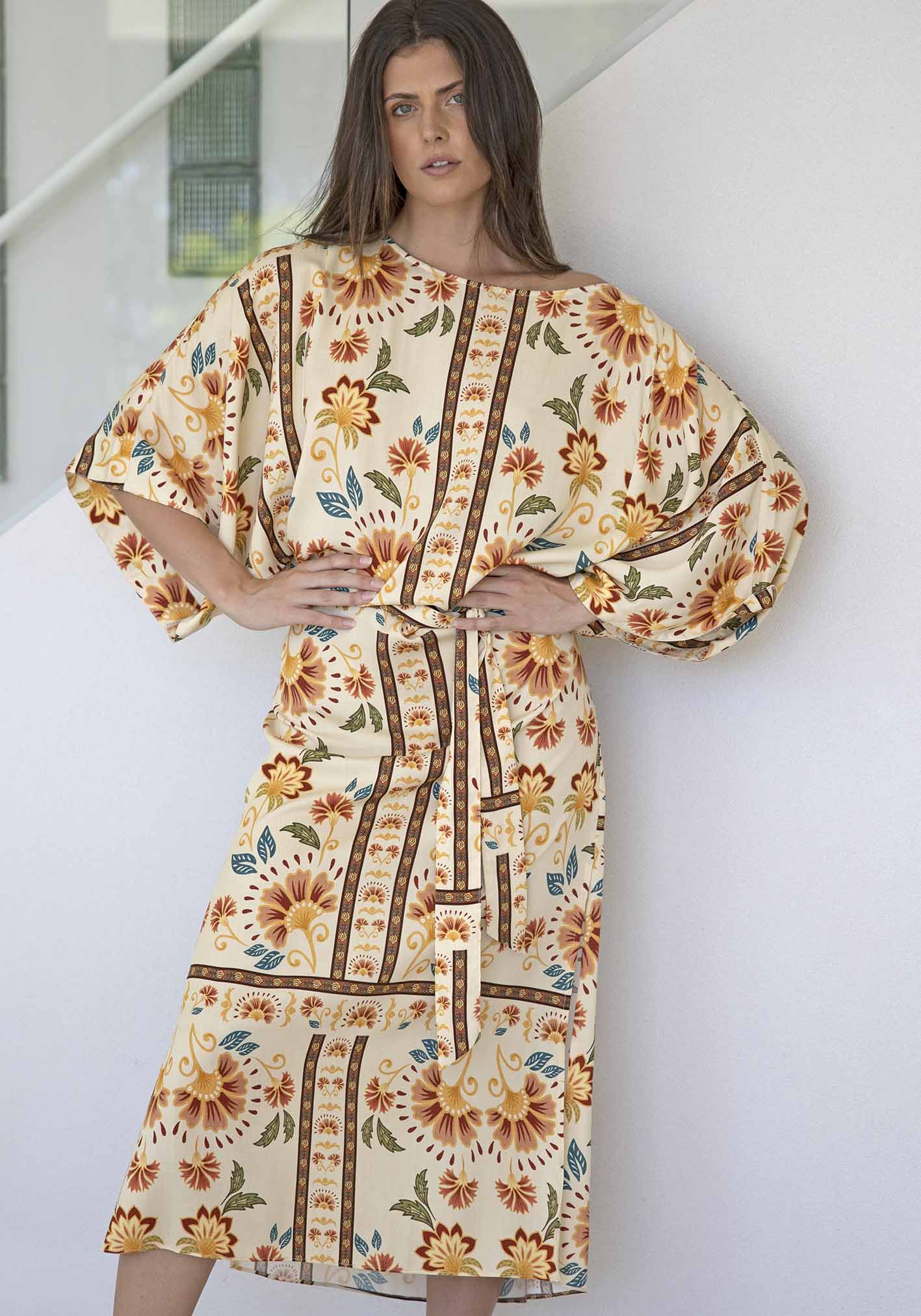 Luminosity Cream Floral Tie Dress