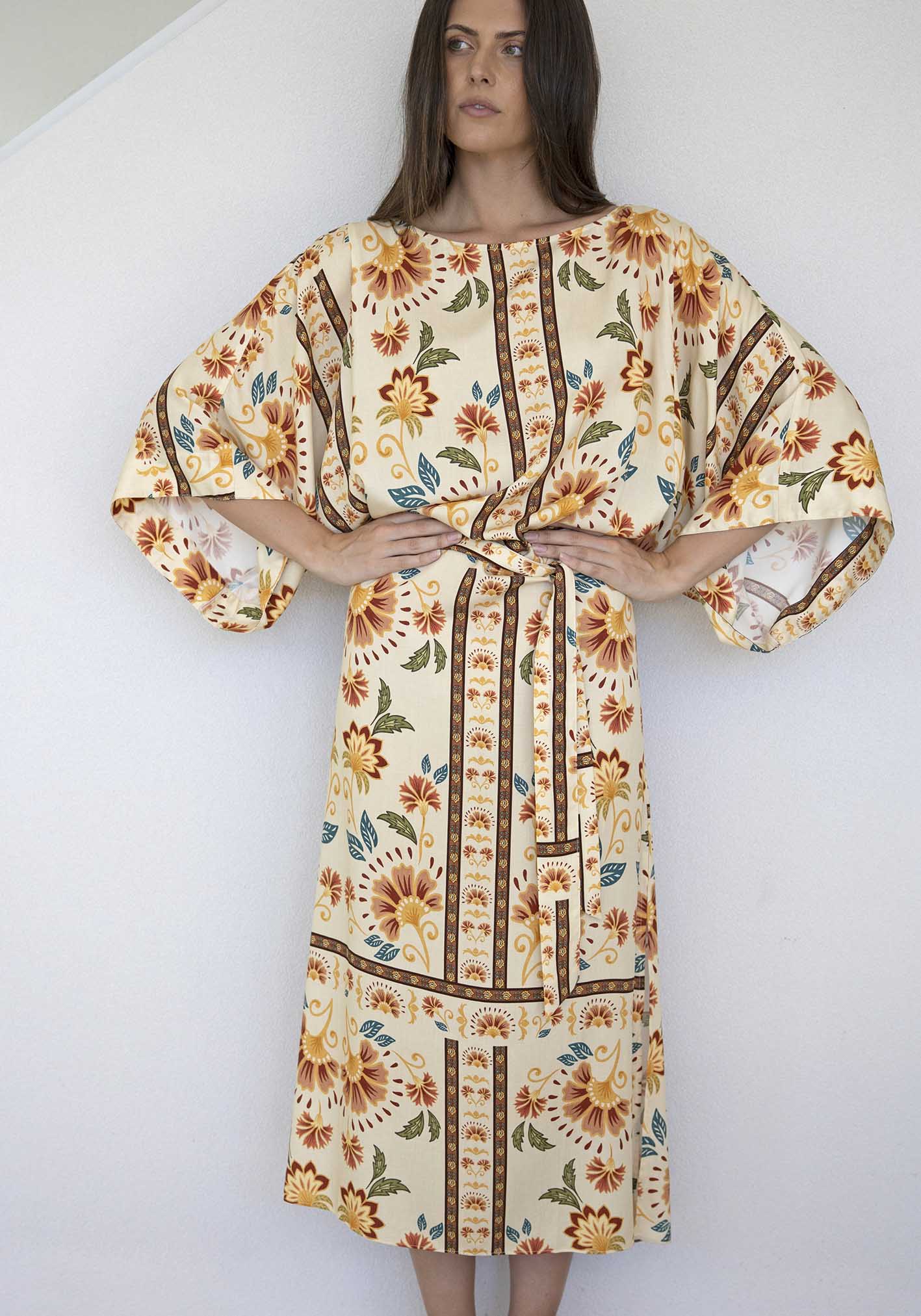 Luminosity Cream Floral Tie Dress