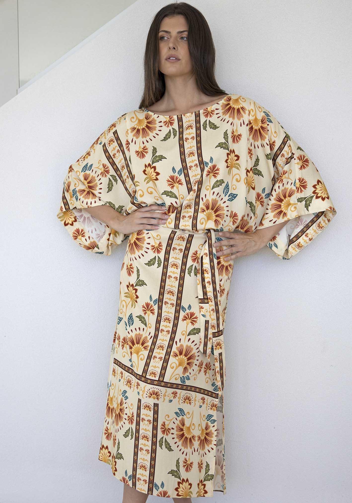 Luminosity Cream Floral Tie Dress