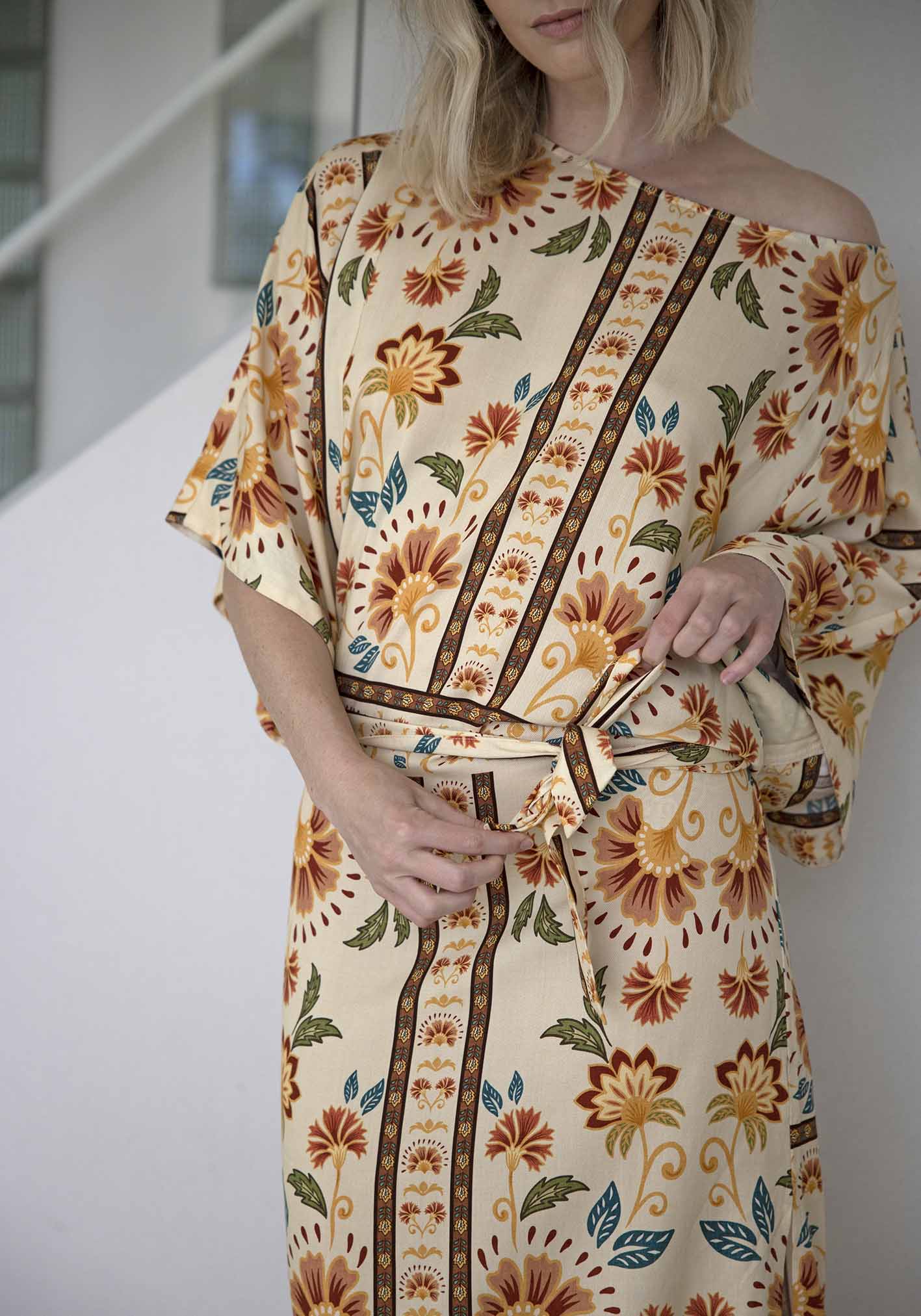 Luminosity Cream Floral Tie Dress
