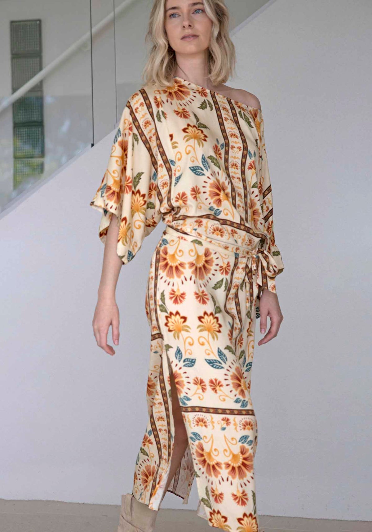 Luminosity Cream Floral Tie Dress