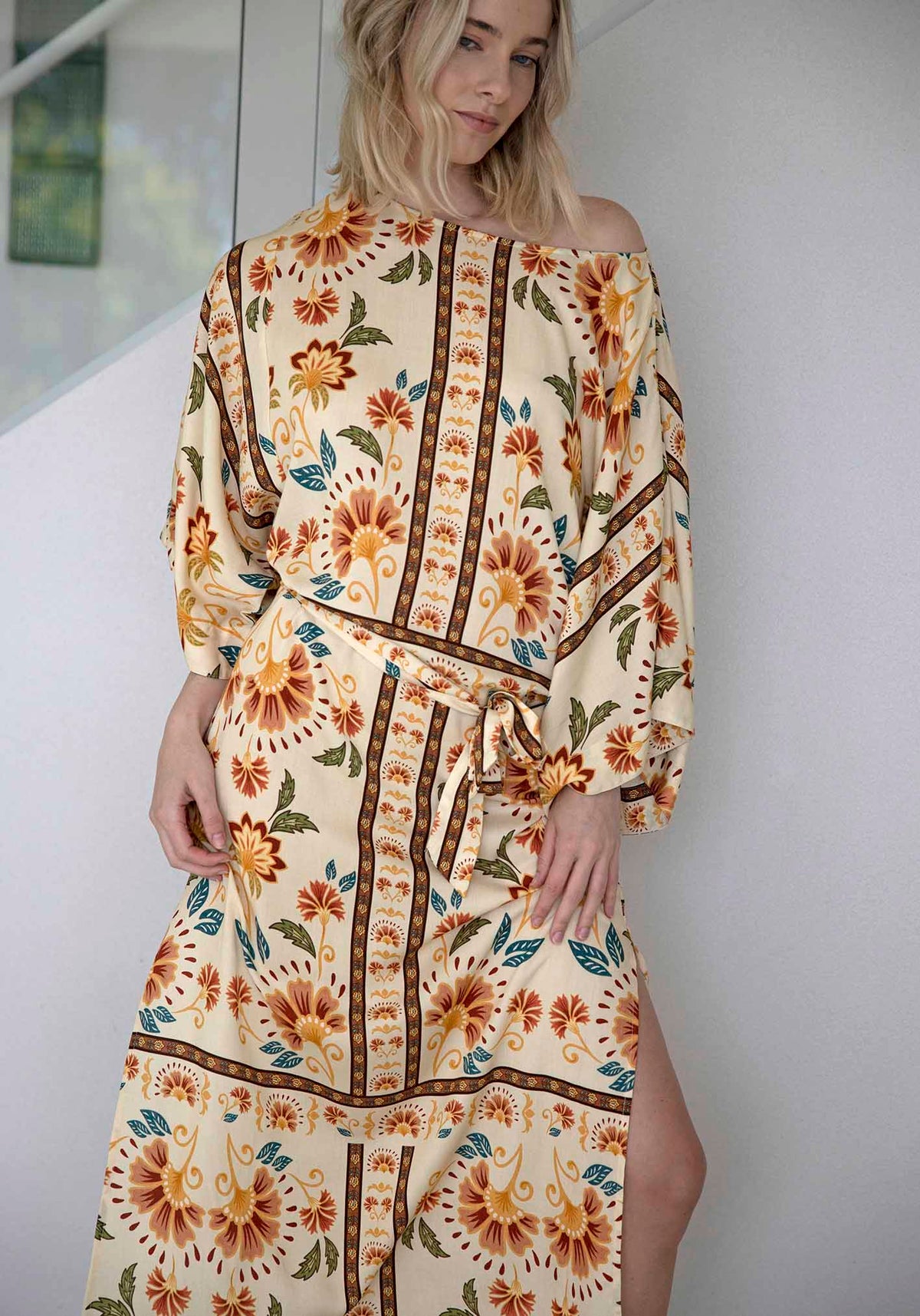 Luminosity Cream Floral Tie Dress