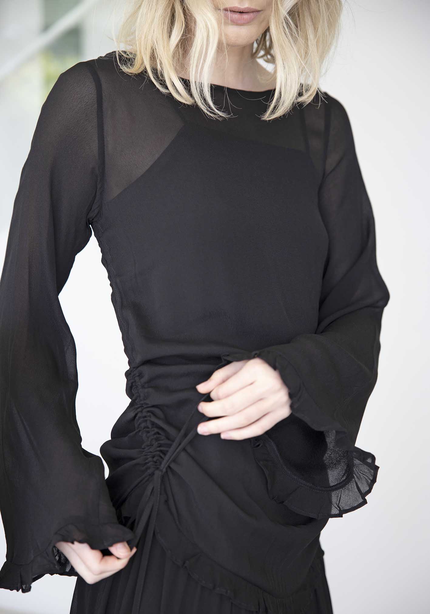 Luna Black Sheer Maxi Dress