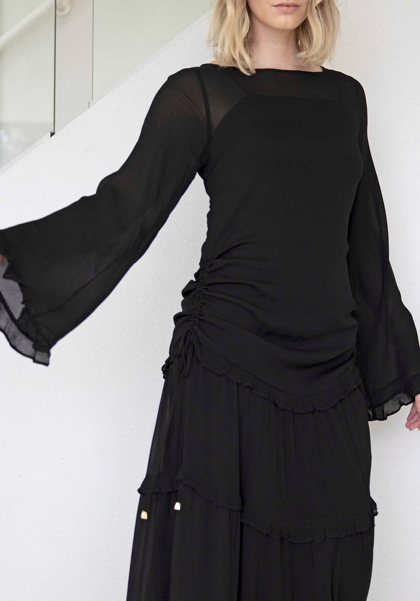 Luna Black Sheer Maxi Dress