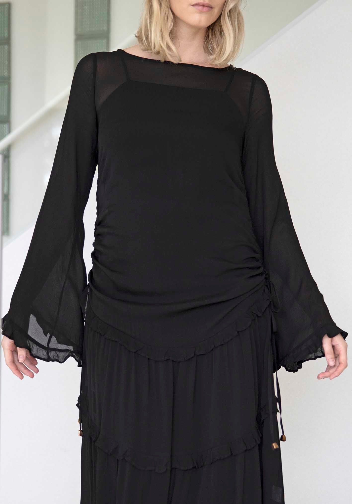 Luna Black Sheer Maxi Dress