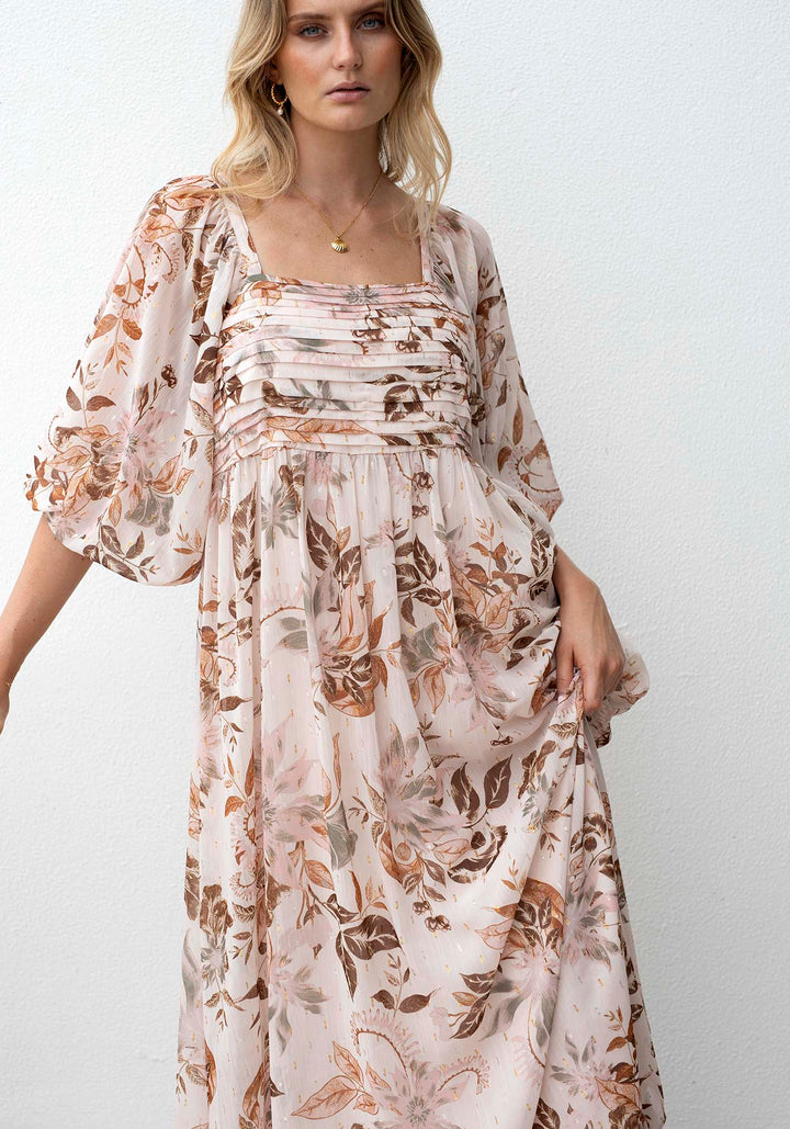 chinese dress ladies Loveberry Puff Sleeve A-Line Maxi Dress Pumpkin– Selfie Leslie Australia