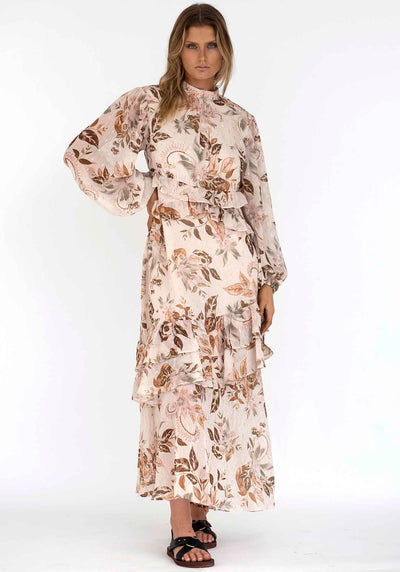 Mahalo Long Sleeve High Neck Floral Maxi Dress | Maxi Dress Australia