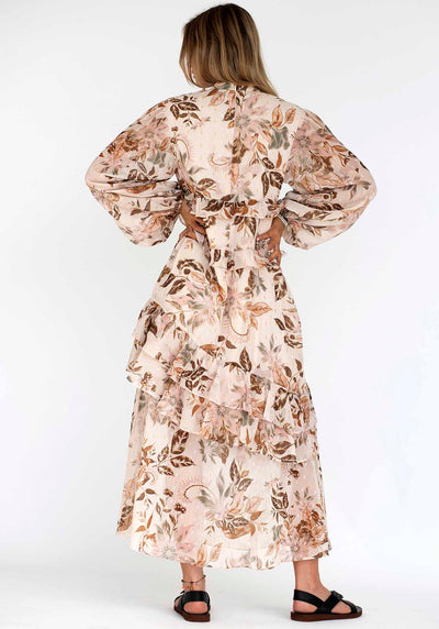 Mahalo Long Sleeve High Neck Floral Maxi Dress | Maxi Dress Australia