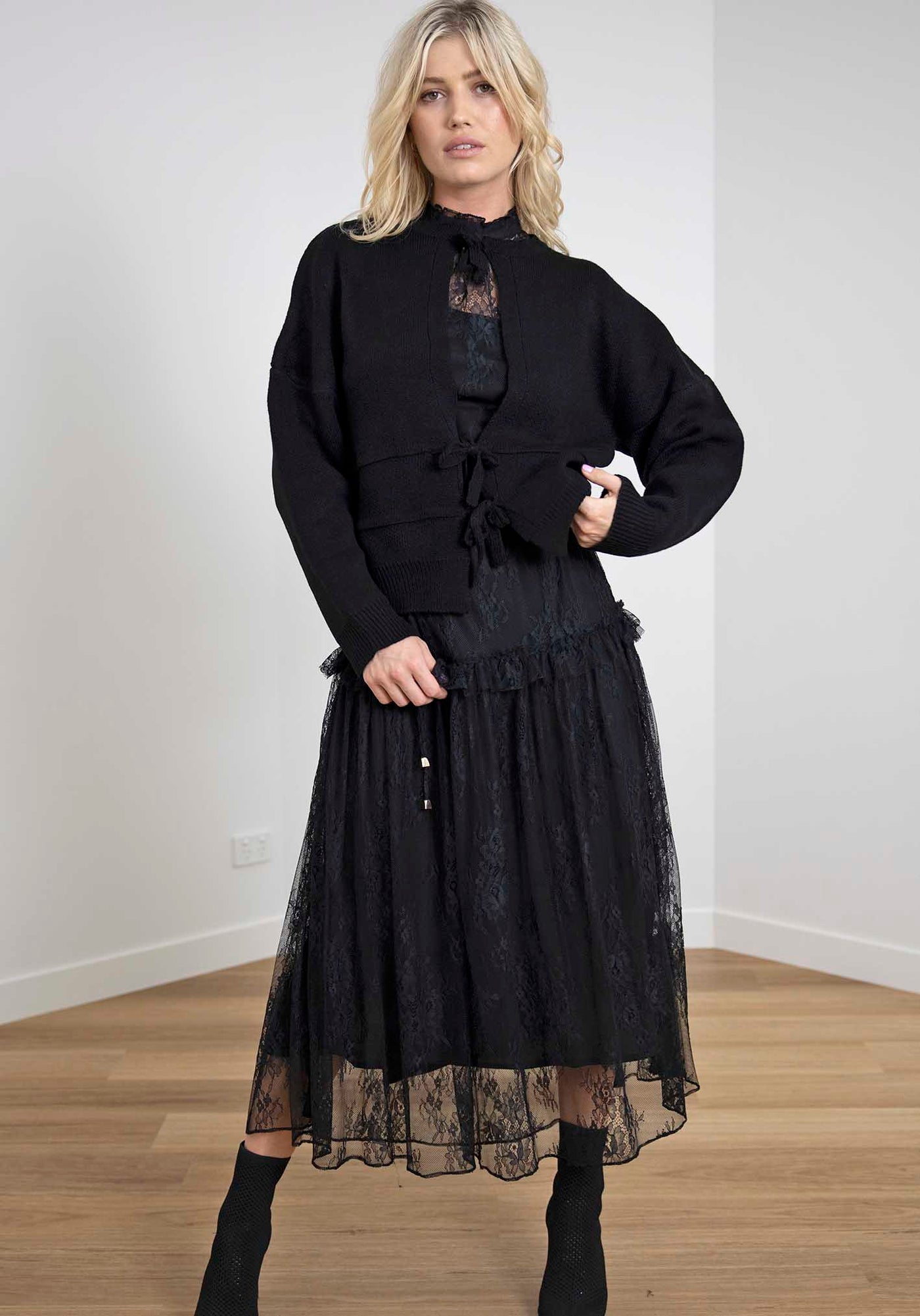 Matchmaker Black Bow Cardigan