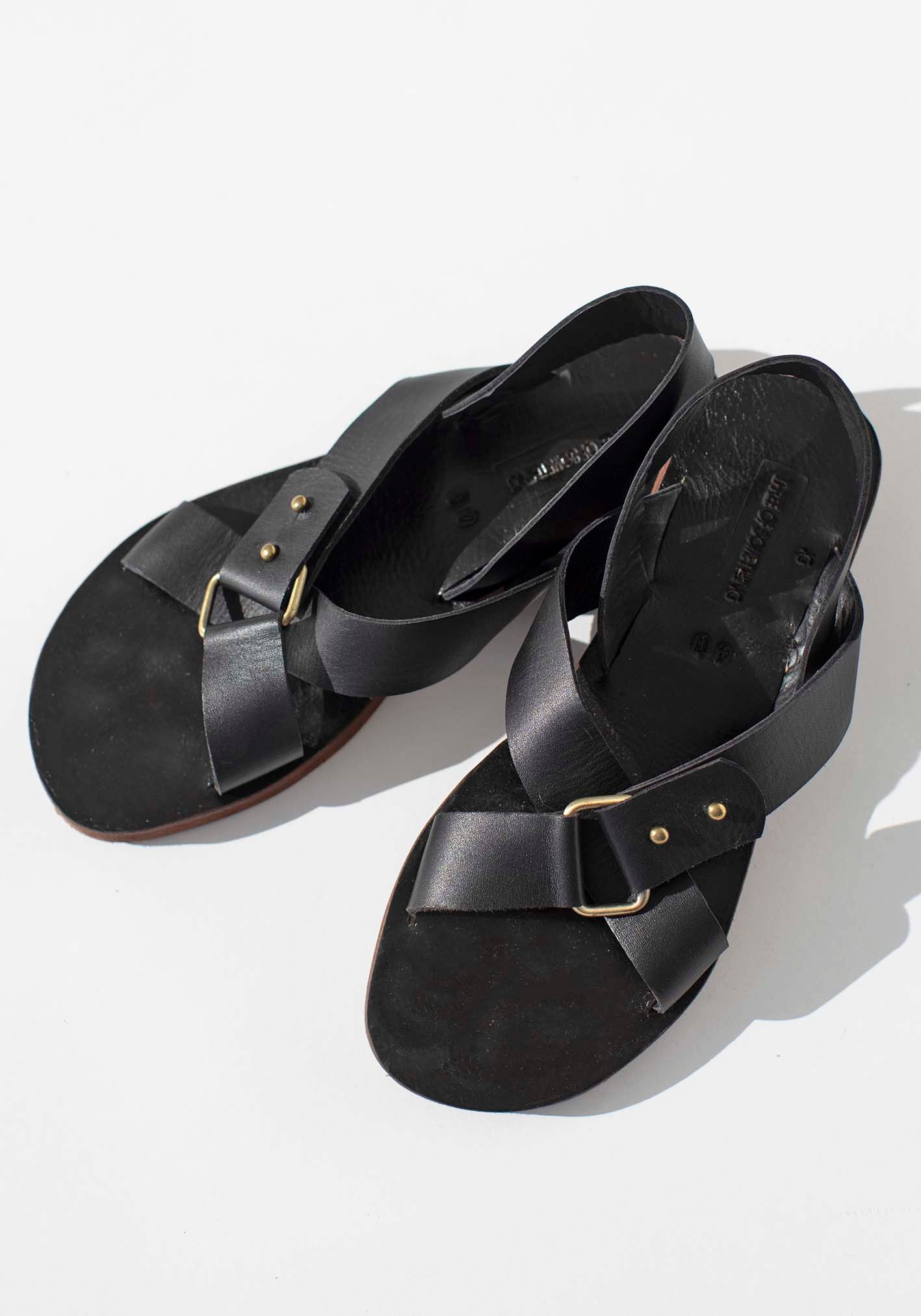 Melodie Black Leather Sandal