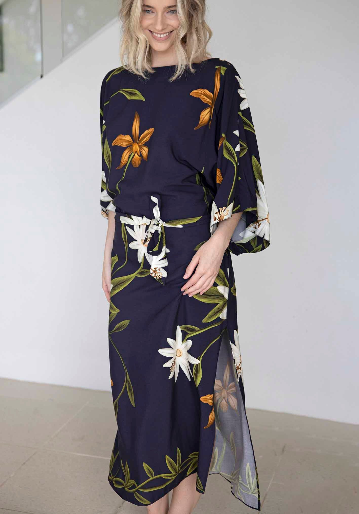 Midnight Blooms Tie Dress
