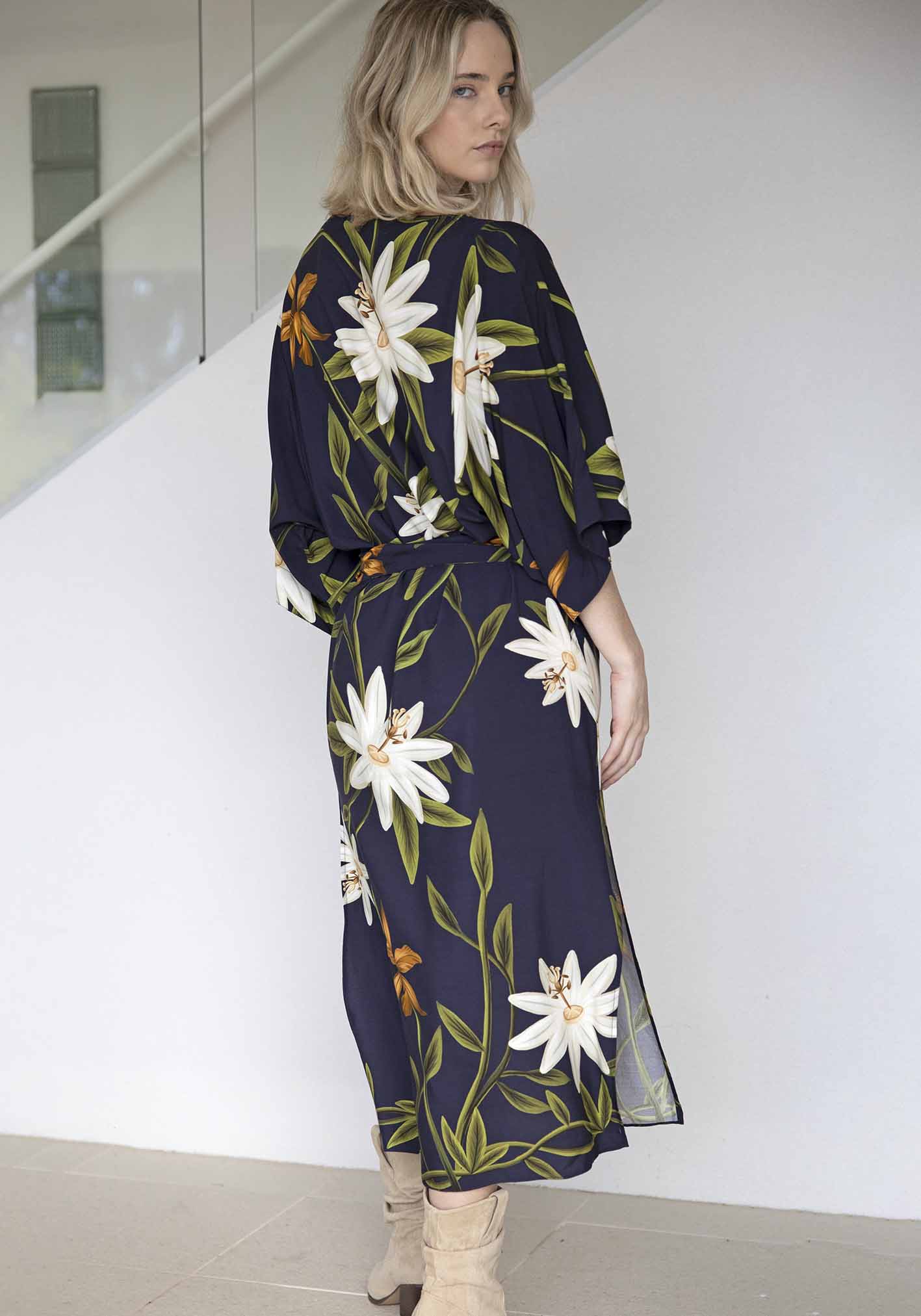 Midnight Blooms Tie Dress