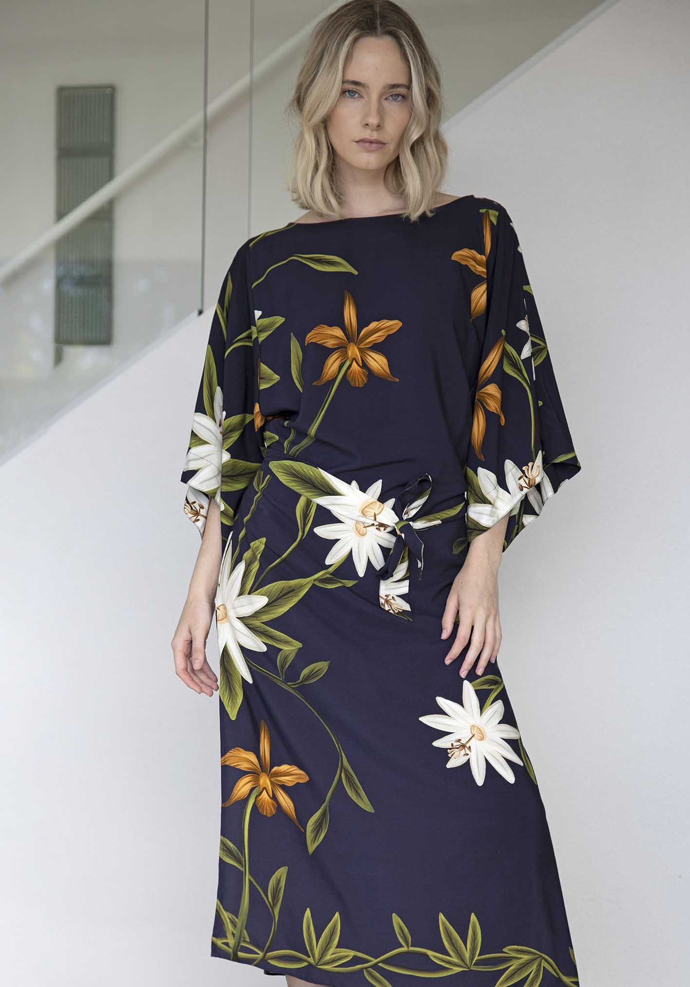 Midnight Blooms Tie Dress