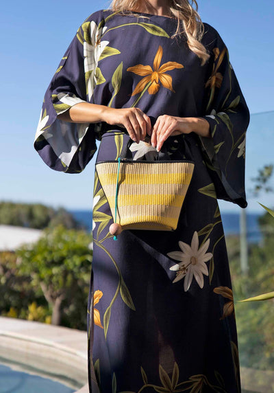 Salerno Yellow Stripe Raffia Bag