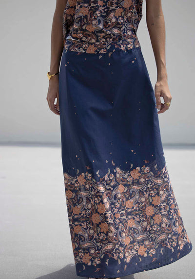 Midsummer's Paisley Linen Maxi Skirt