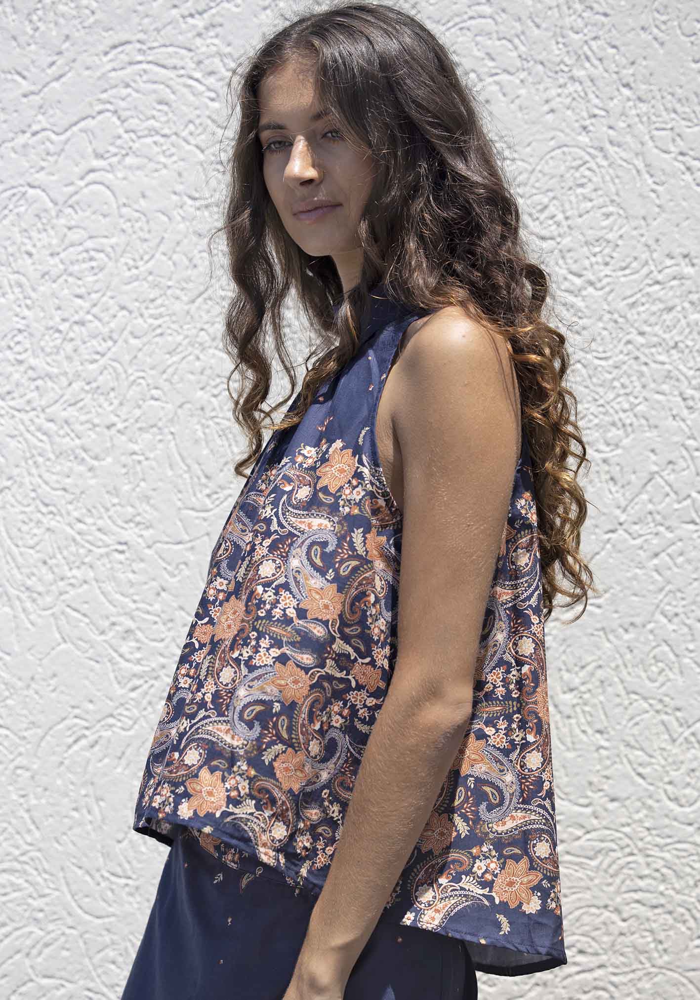 Midsummer's Paisley Linen Halter Top