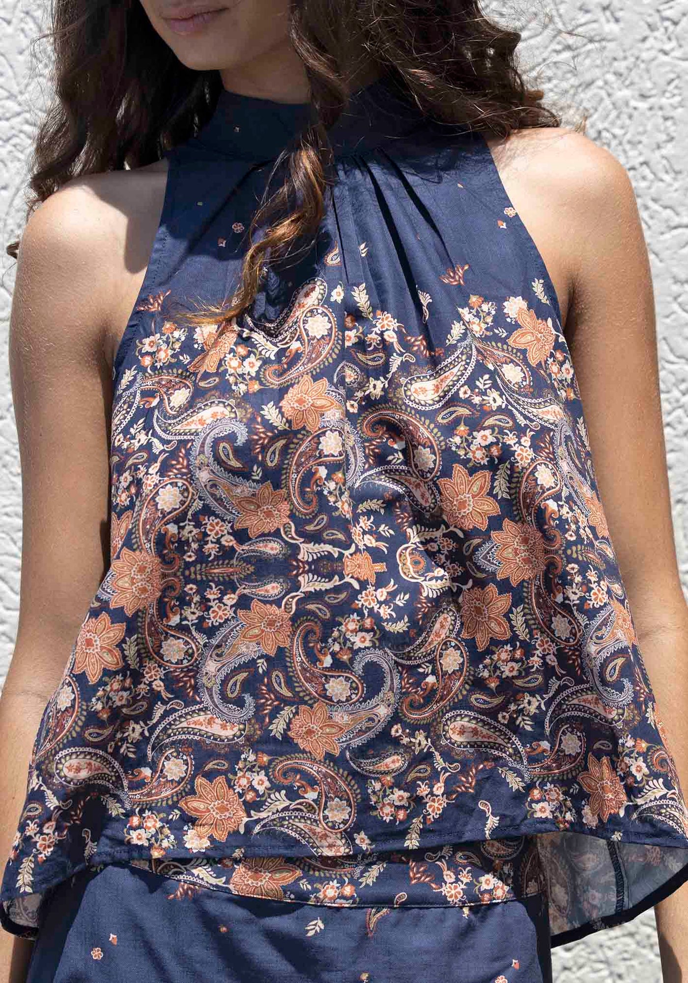 Midsummer's Paisley Linen Halter Top