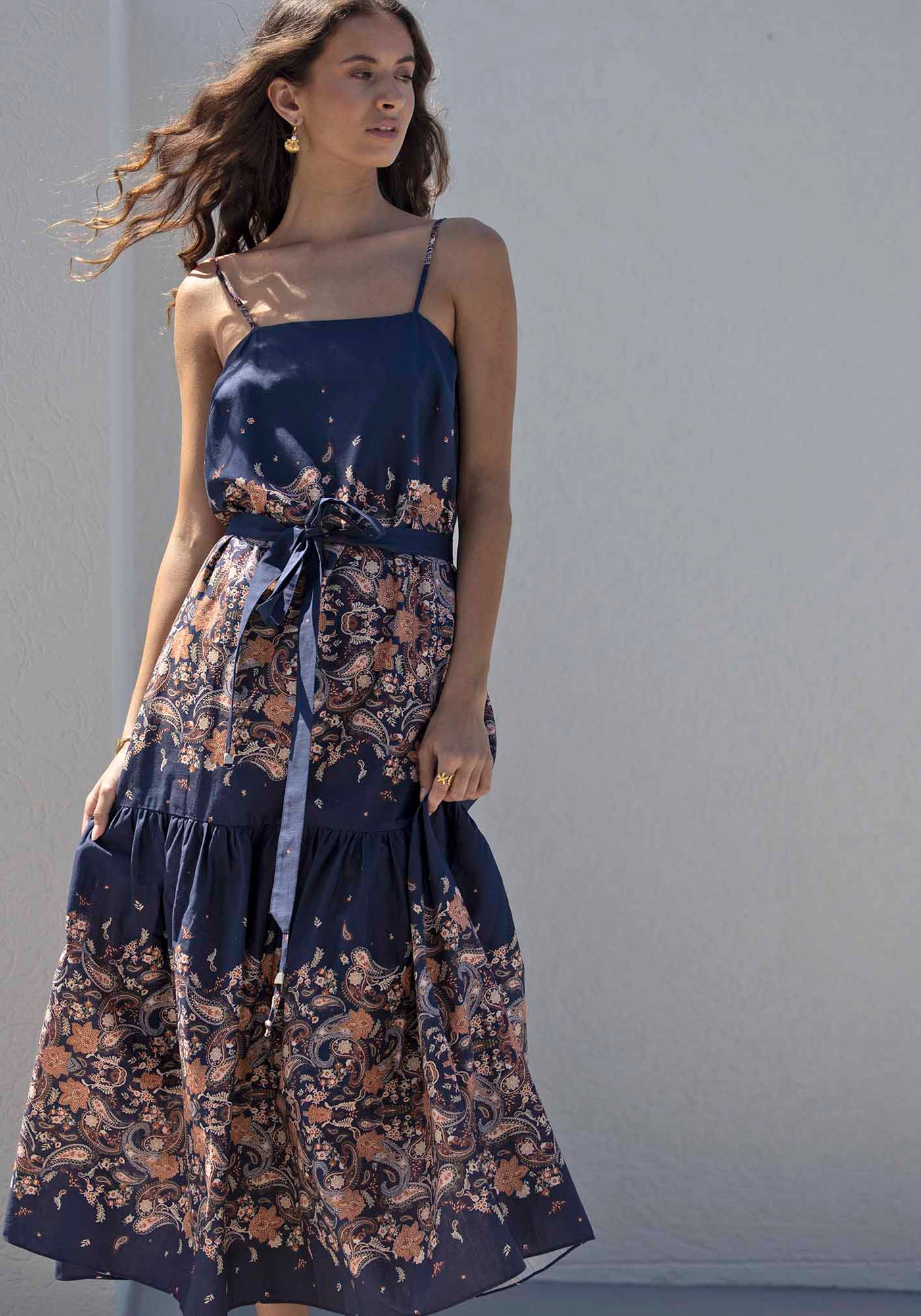 Midsummer's Paisley Linen Maxi Dress