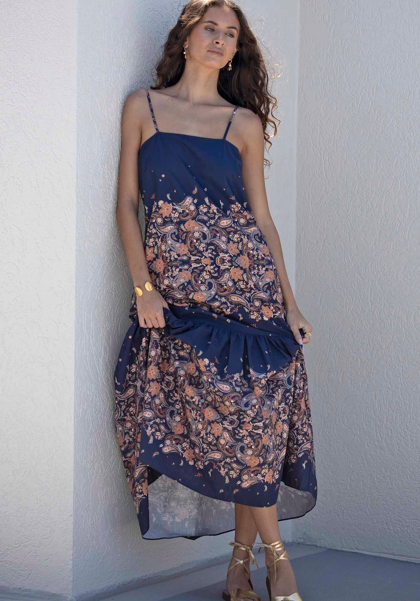 Midsummer's Paisley Linen Maxi Dress