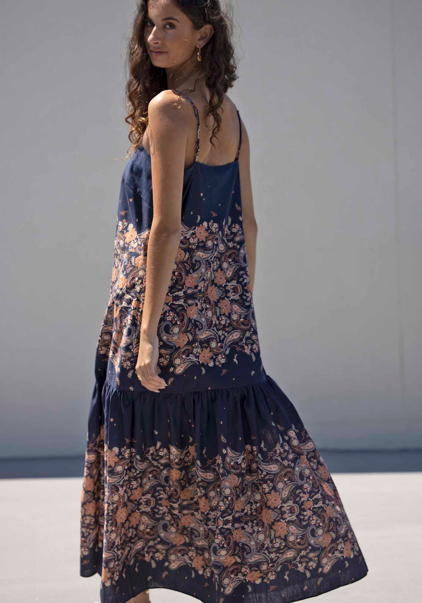 Midsummer's Paisley Linen Maxi Dress