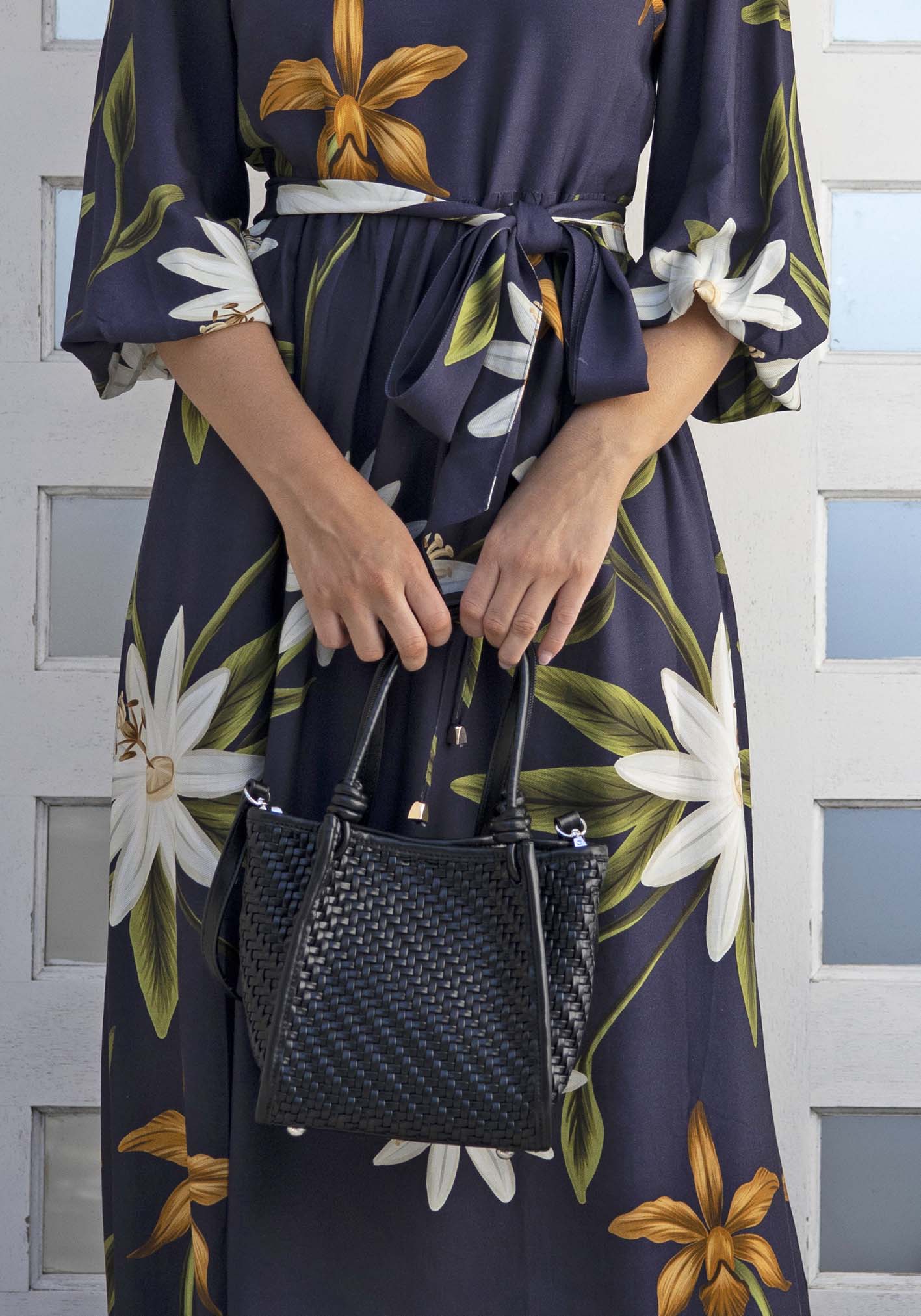 Milan Black Woven Leather Bag