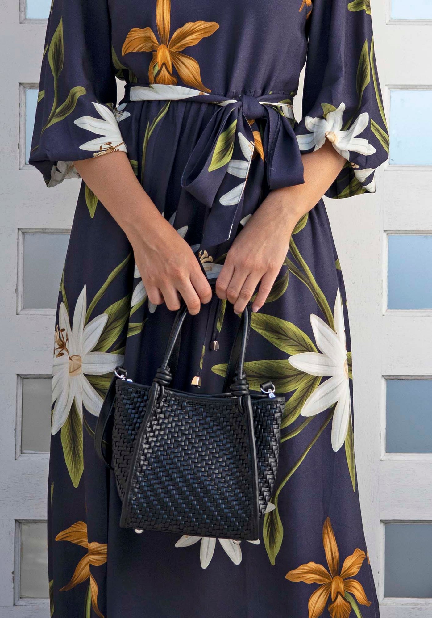 Milan Black Woven Leather Bag