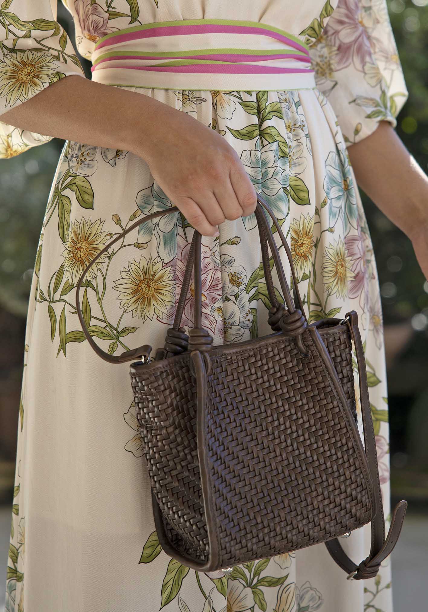 Milan Chocolate Woven Leather Bag