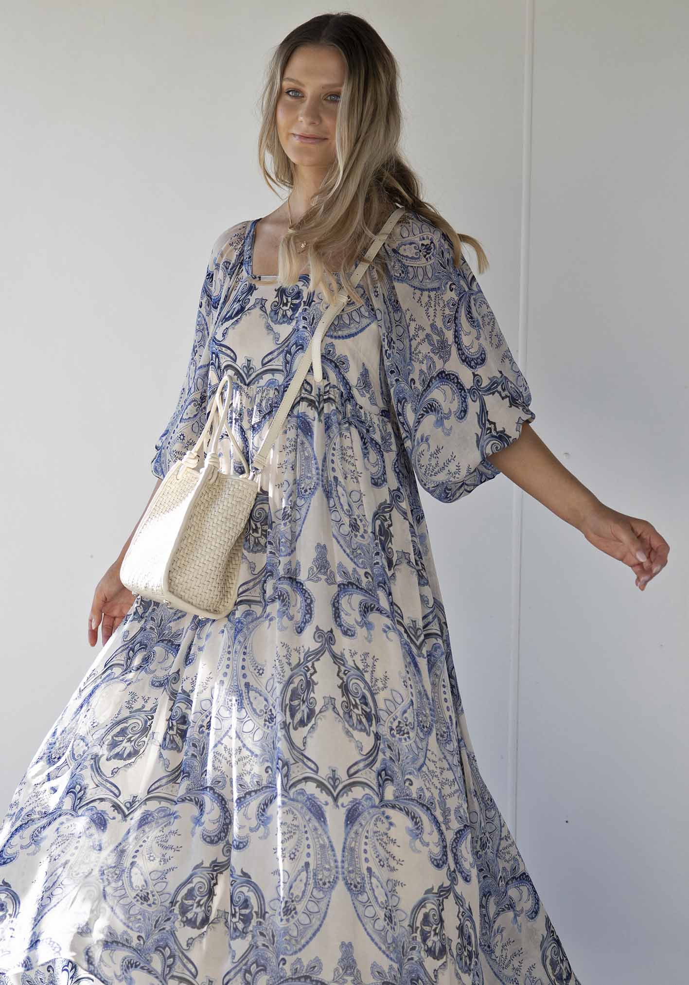 Milan White Woven Leather Bag