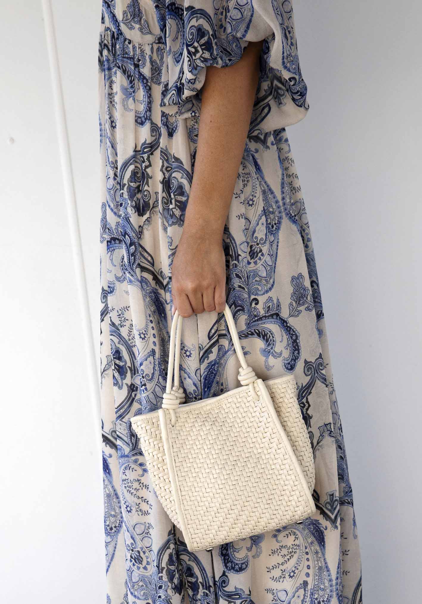 Milan White Woven Leather Bag
