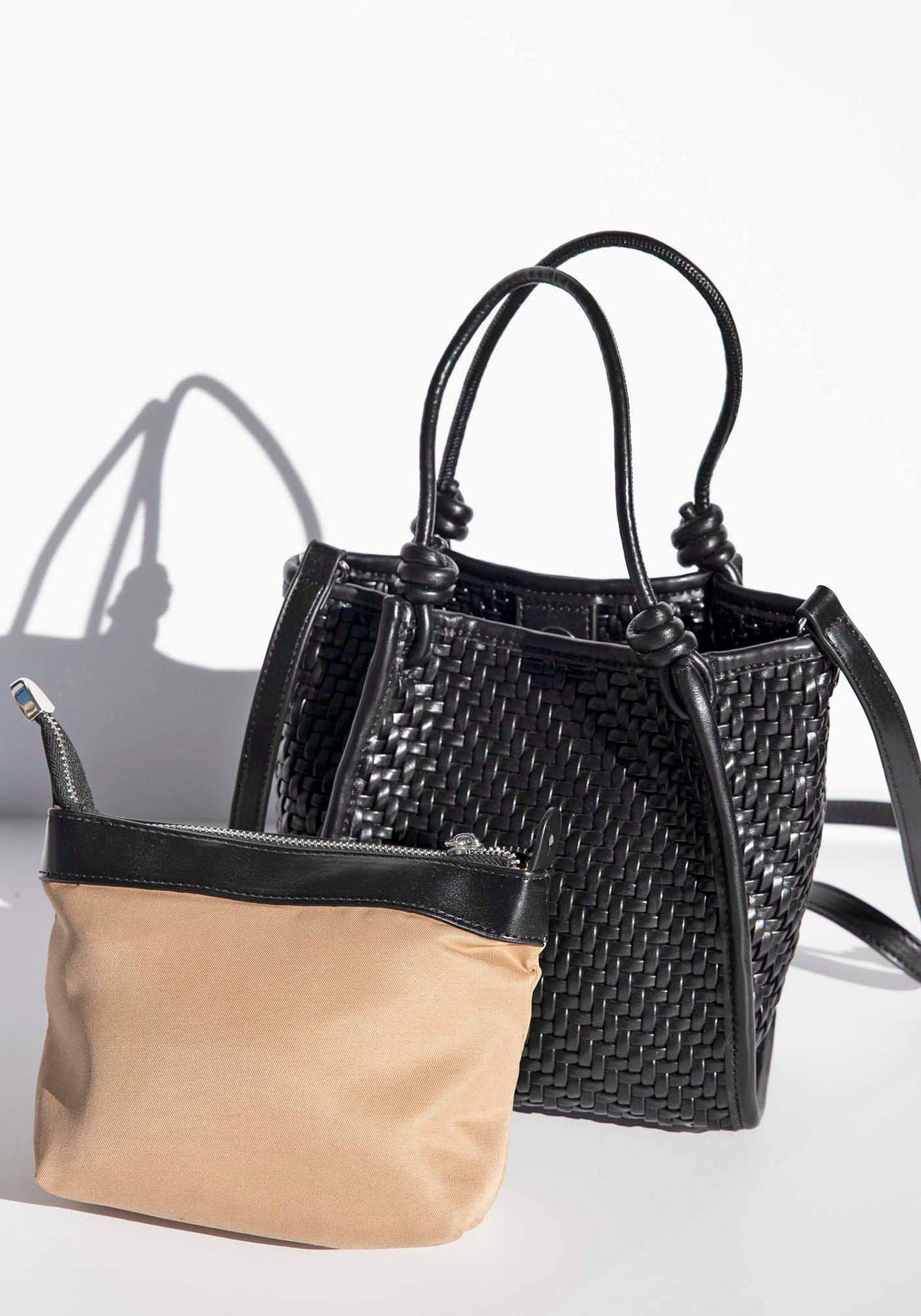 Milan Black Woven Leather Bag