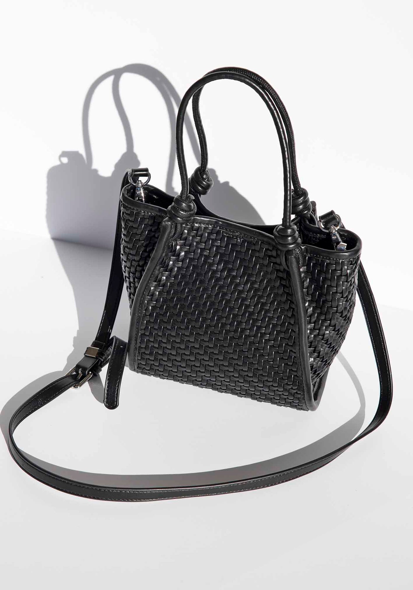 Milan Black Woven Leather Bag