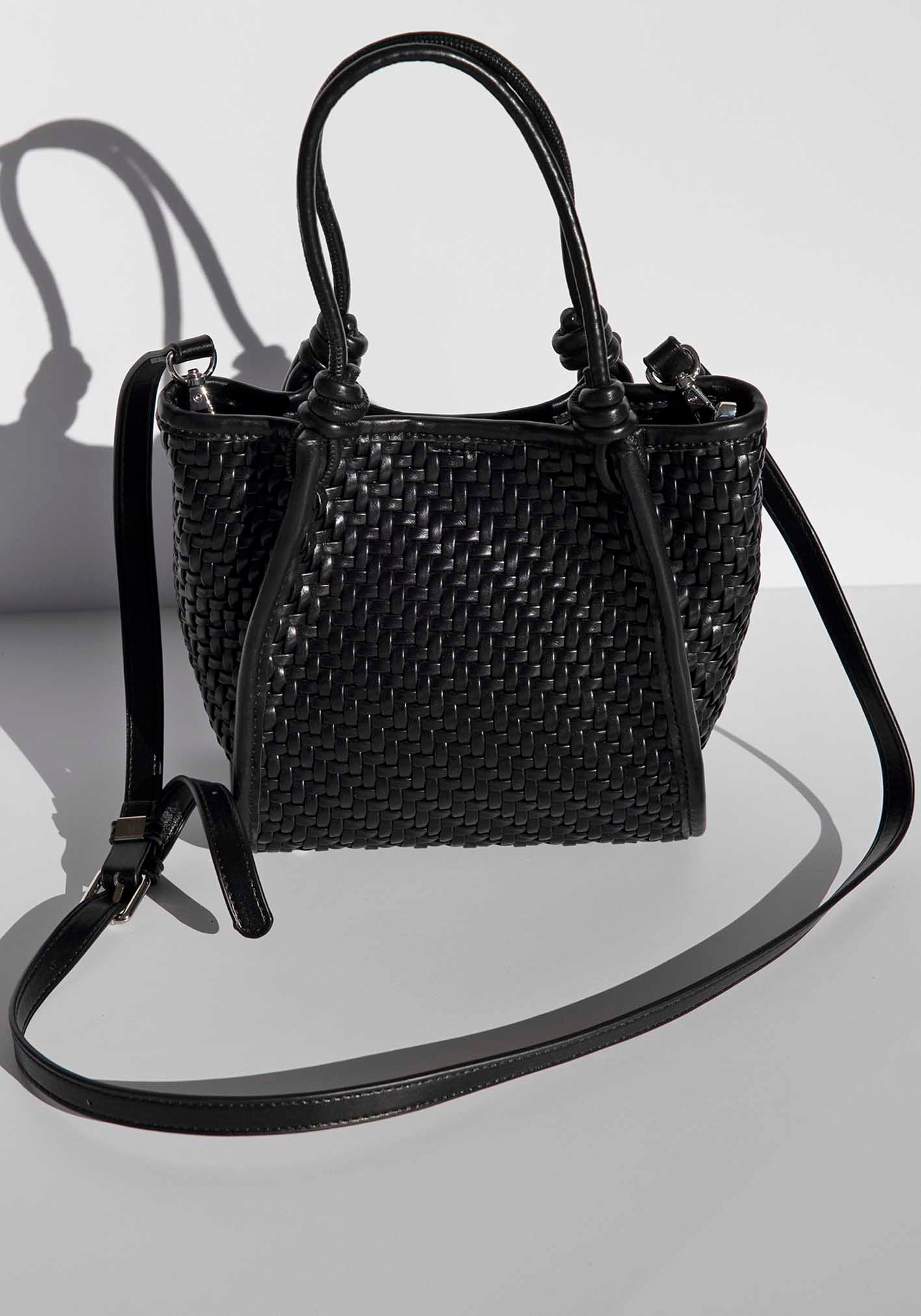 Milan Black Woven Leather Bag