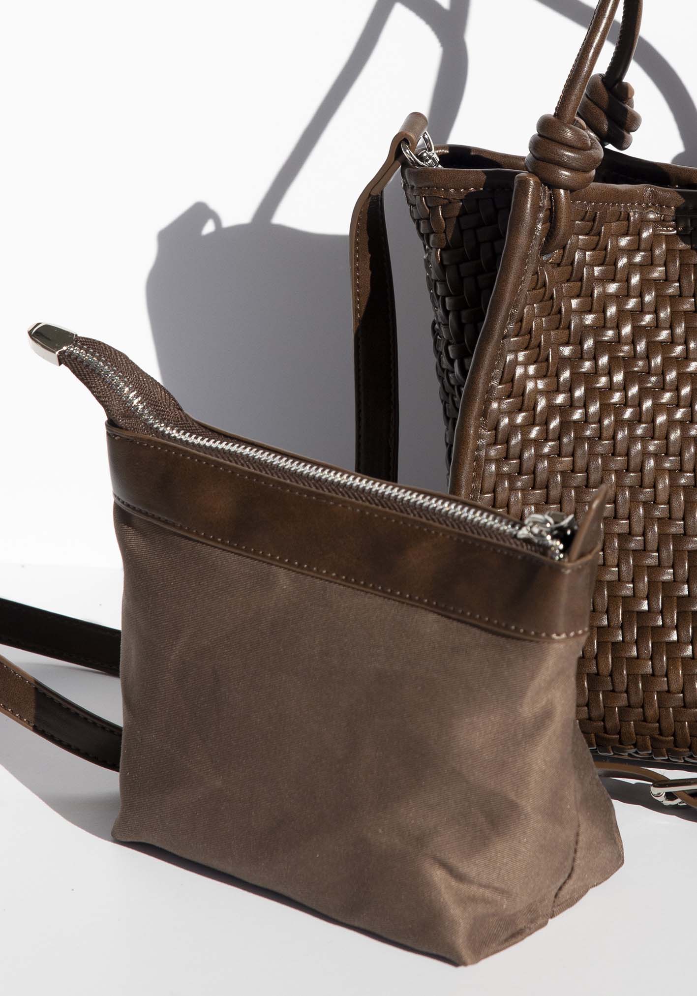 Milan Chocolate Woven Leather Bag