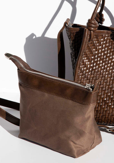 Milan Chocolate Woven Leather Bag